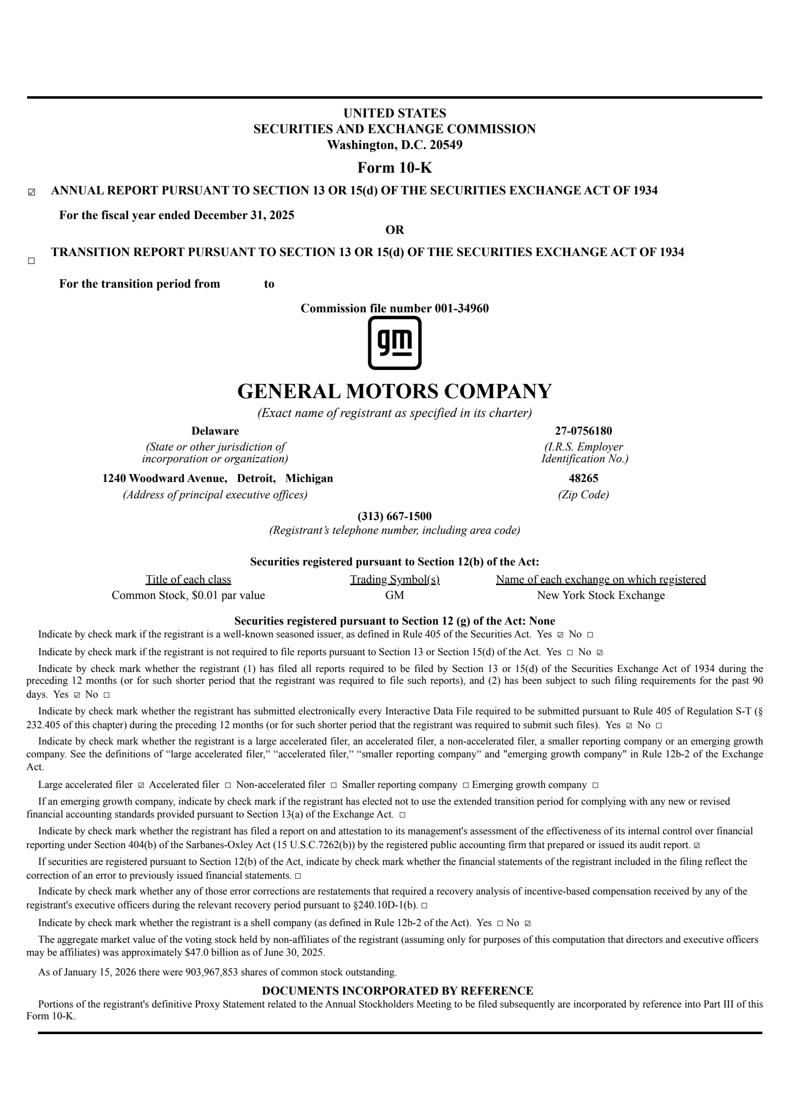 General Motors' Q4 2025 Annual report