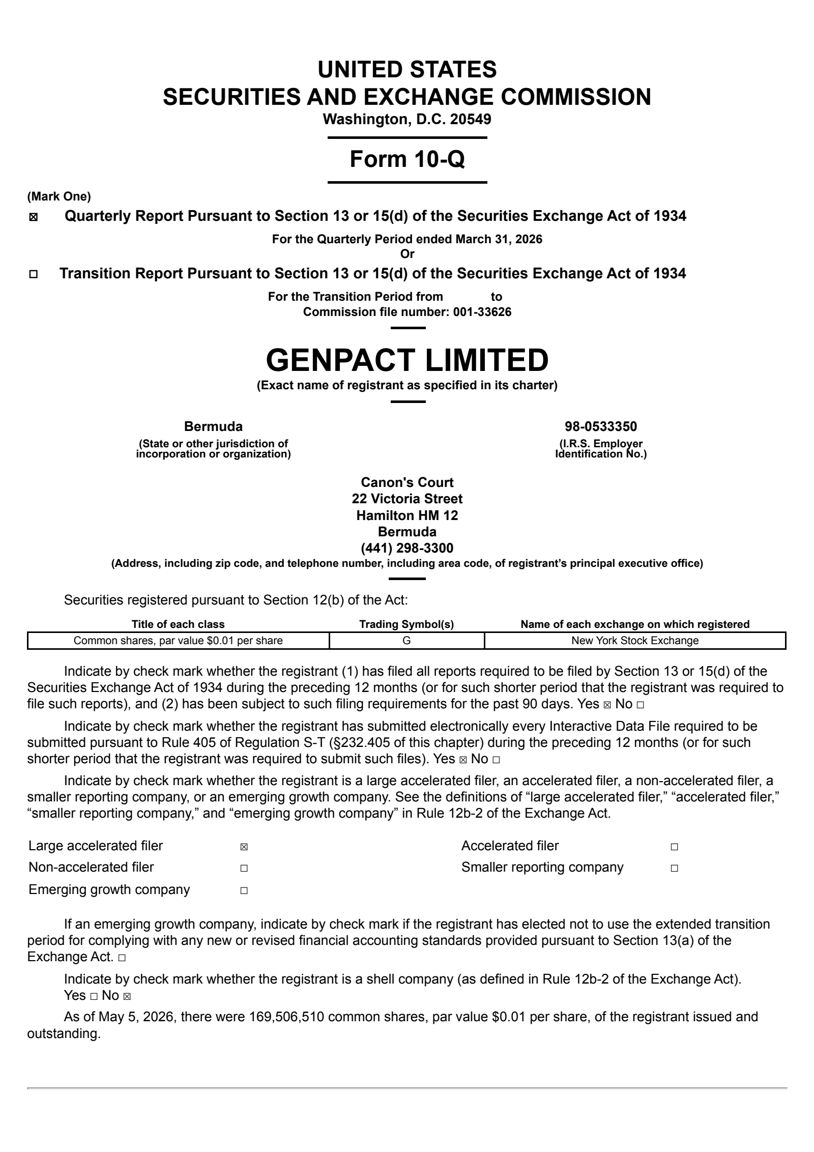 Genpact's Q1 2026 Quarterly report