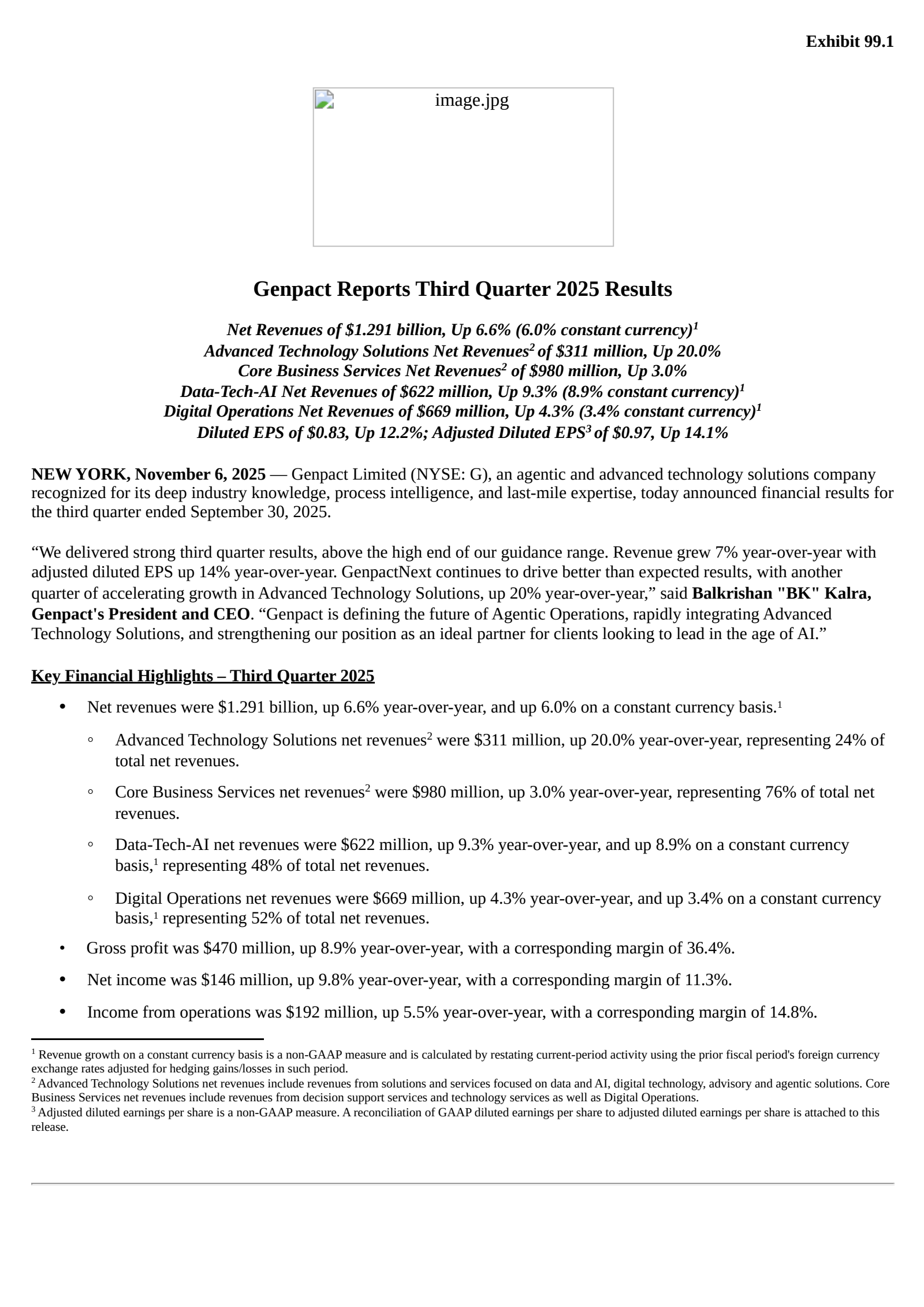 Genpact's Q3 2025 Earnings Release