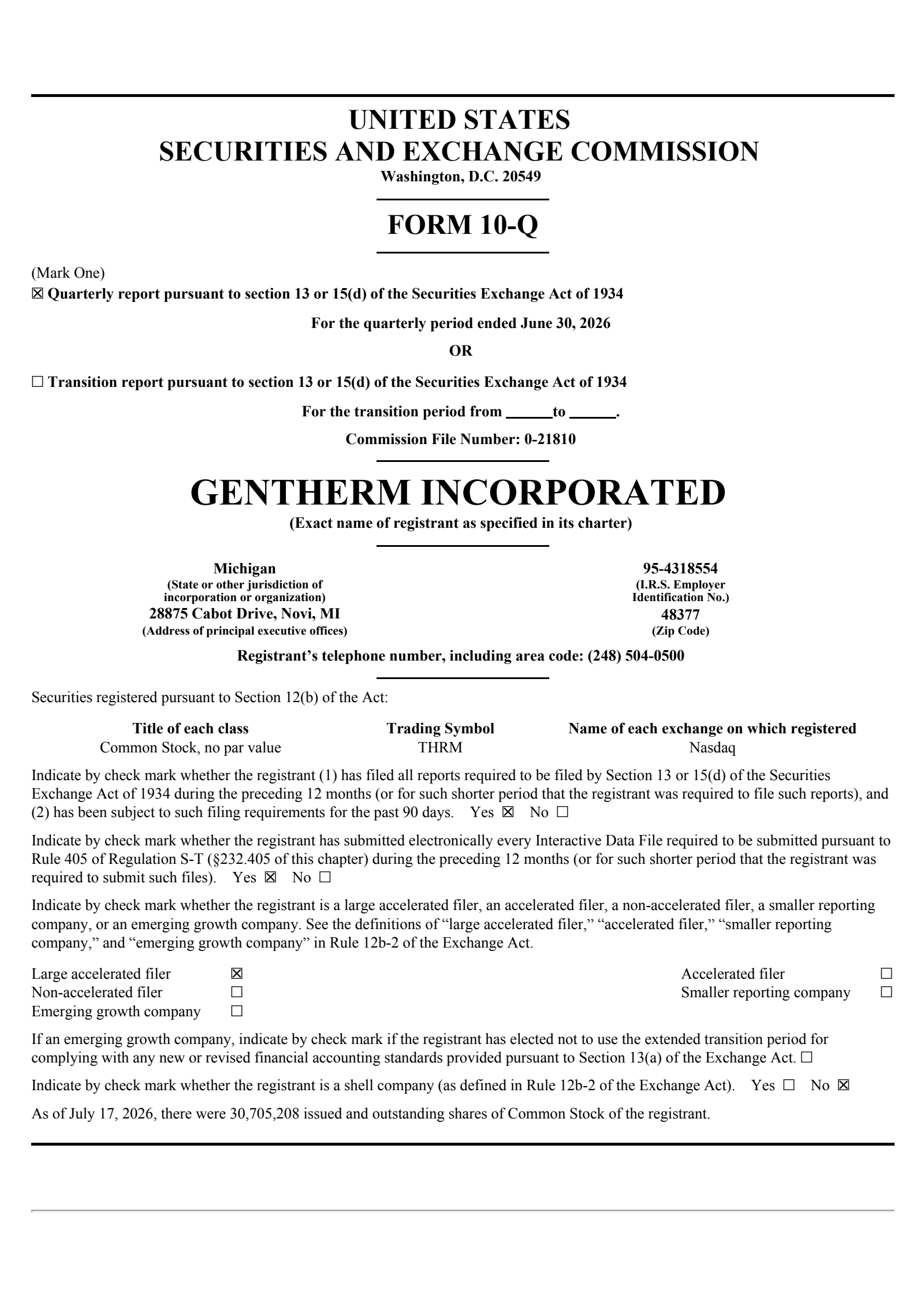Gentherm's Q2 2026 Quarterly report