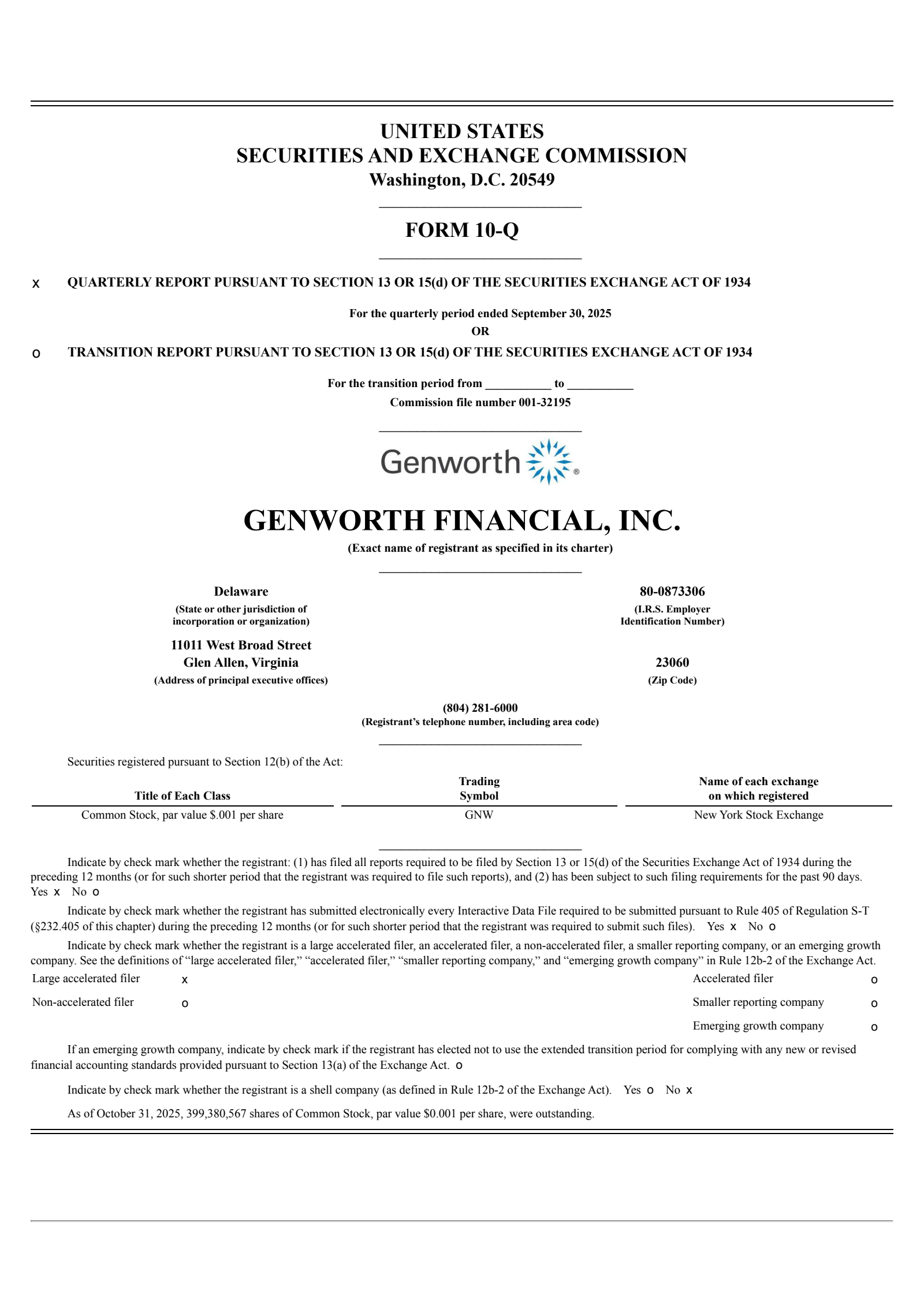 Genworth Financial's Q3 2025 Quarterly Report