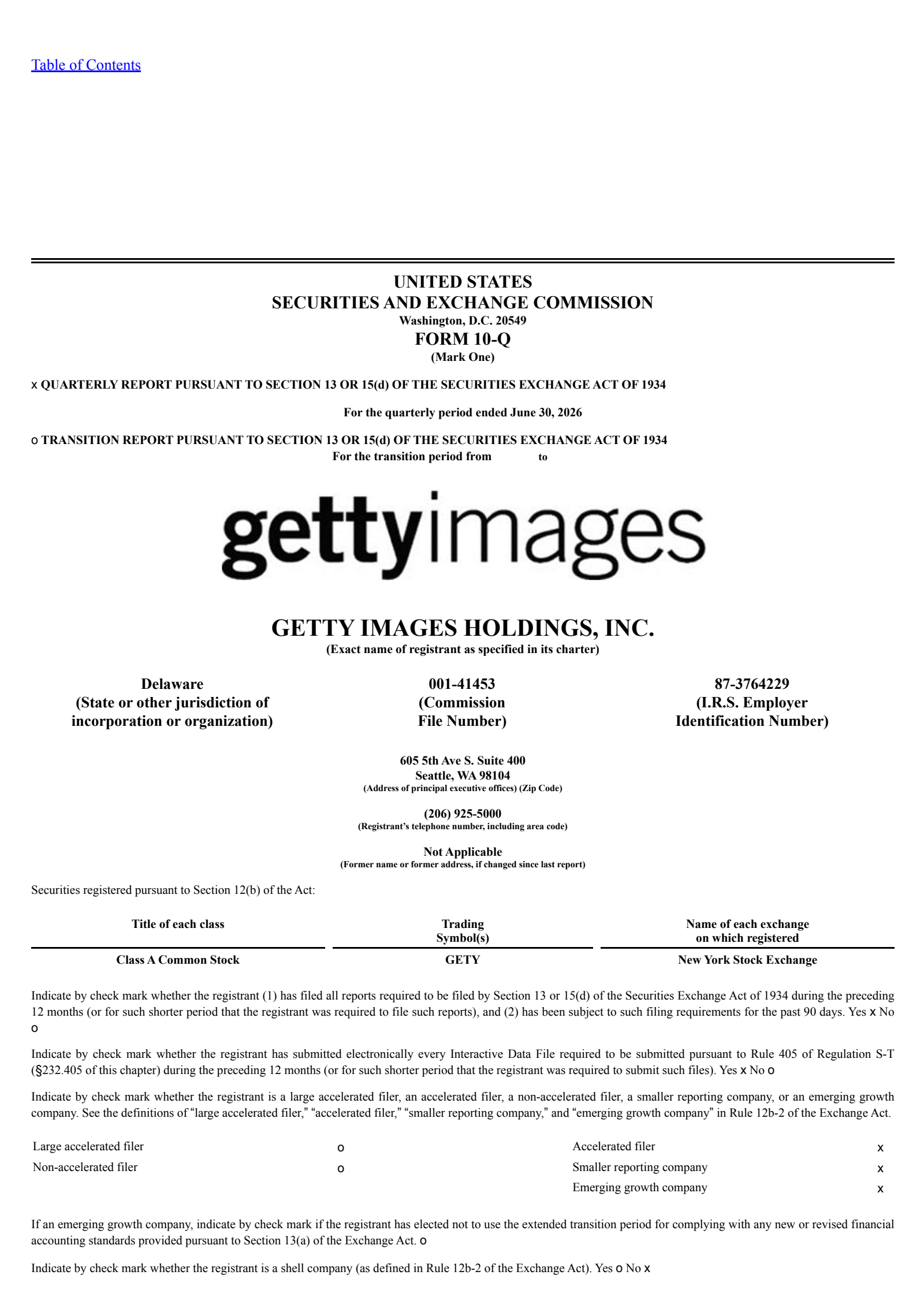 Getty Images' Q2 2026 Quarterly report