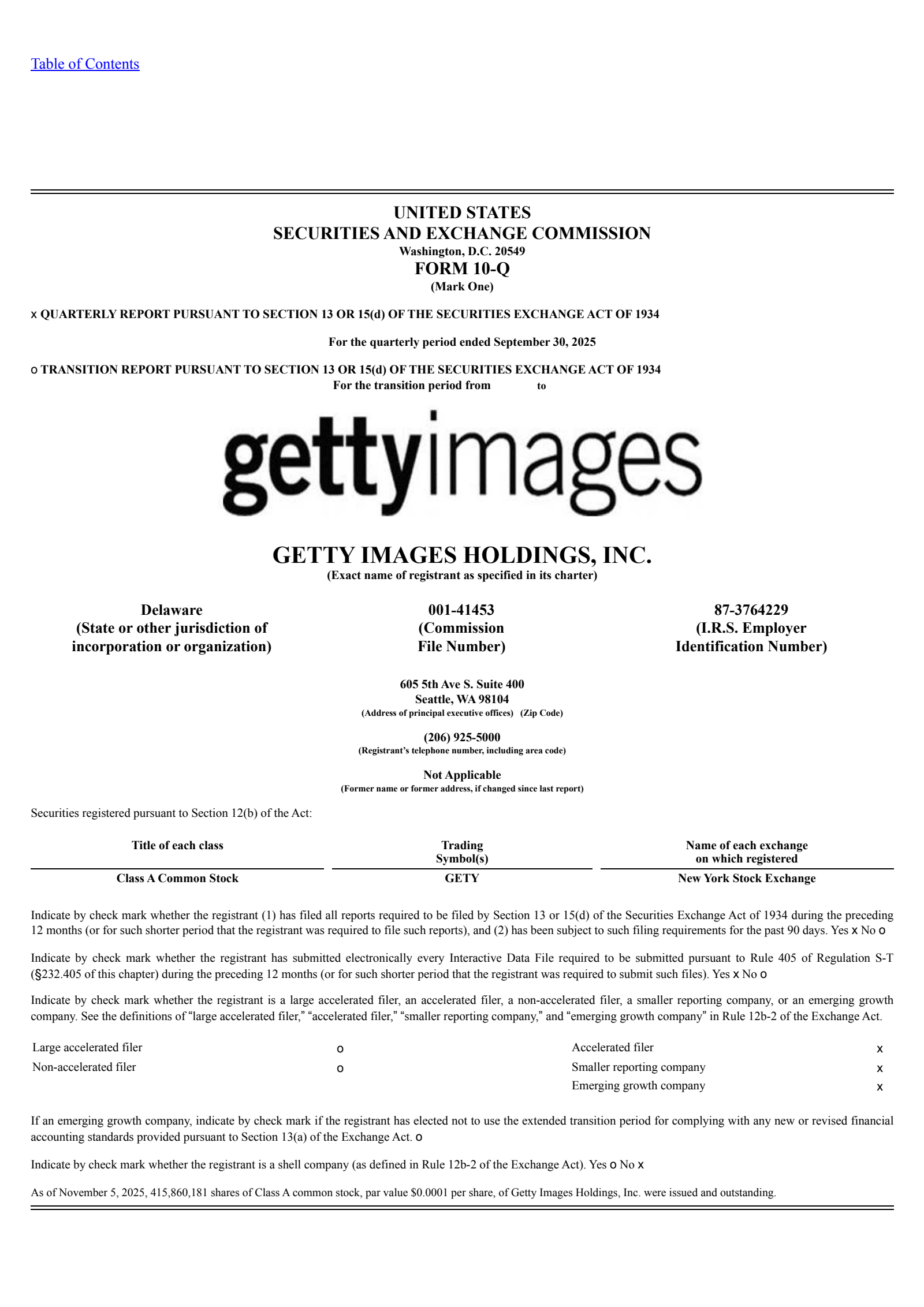 Getty Images' Q3 2025 Quarterly Report