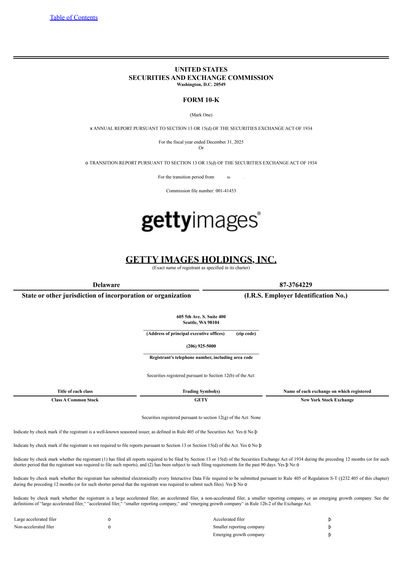 Getty Images' Q4 2025 Annual report