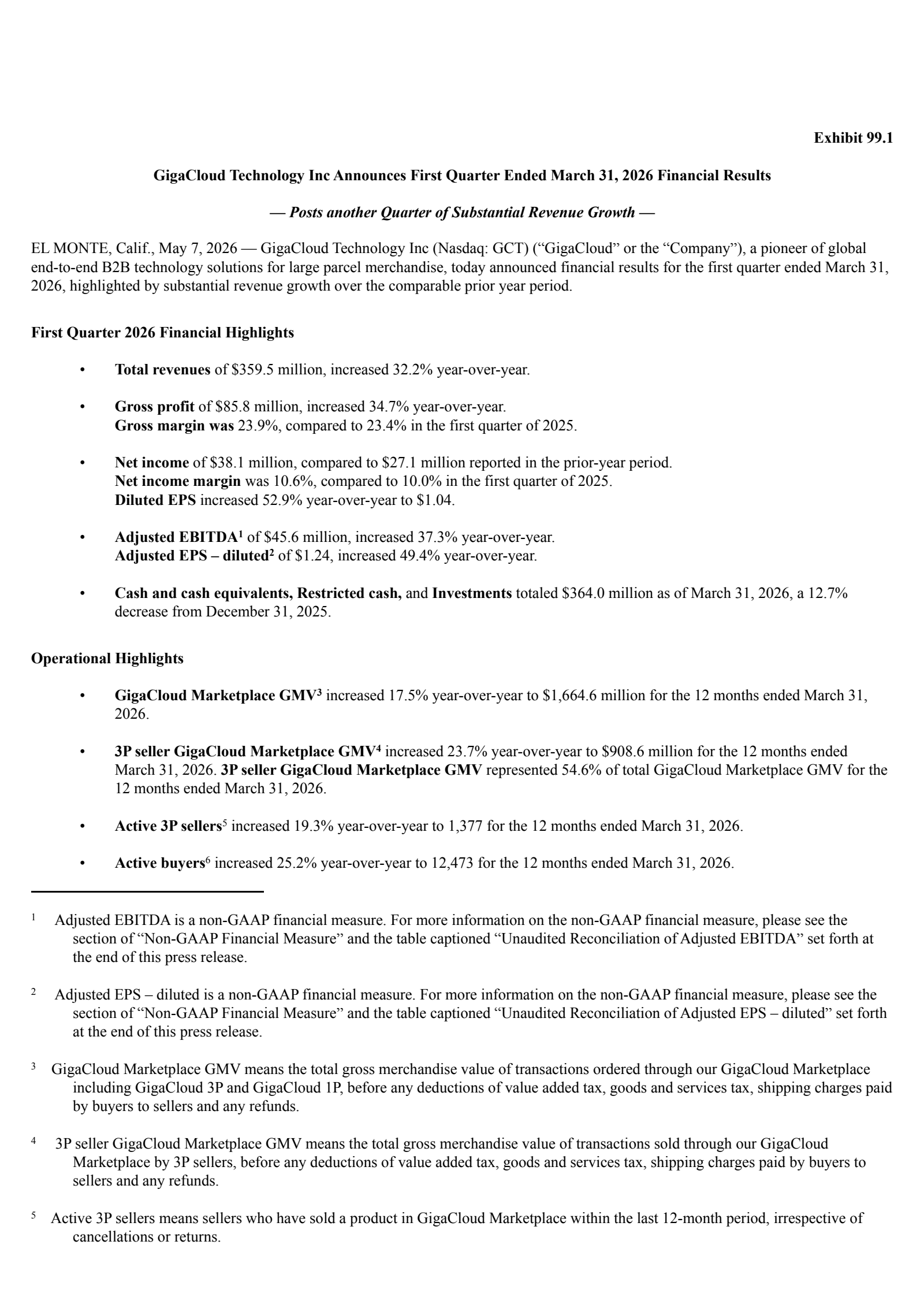 GigaCloud Technology's Q1 2026 Press Release