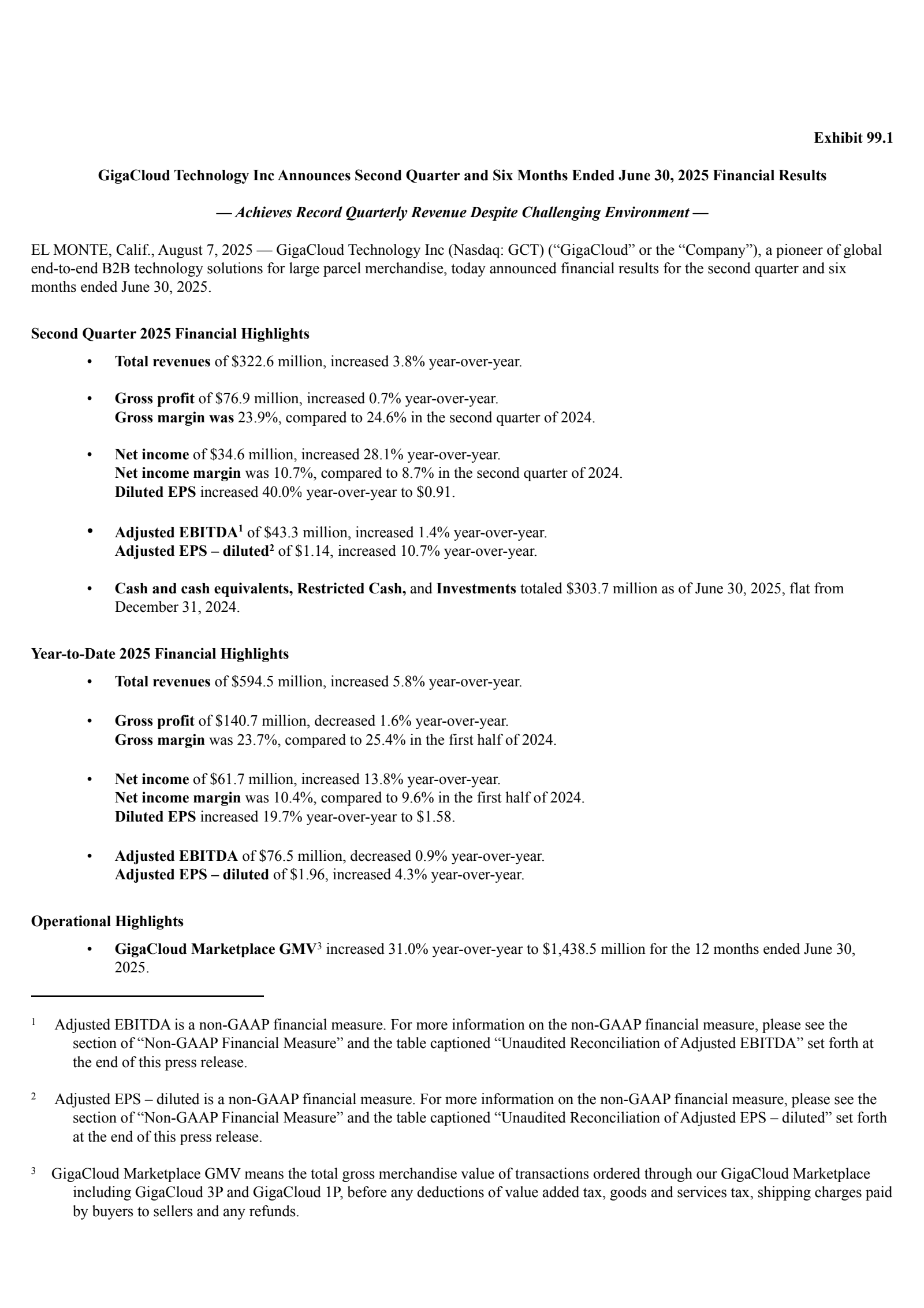GigaCloud Technology's Q2 2025 Press Release