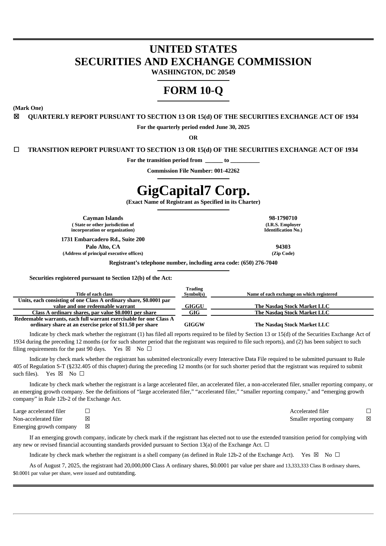 GigCapital7's Q2 2025 Quarterly report