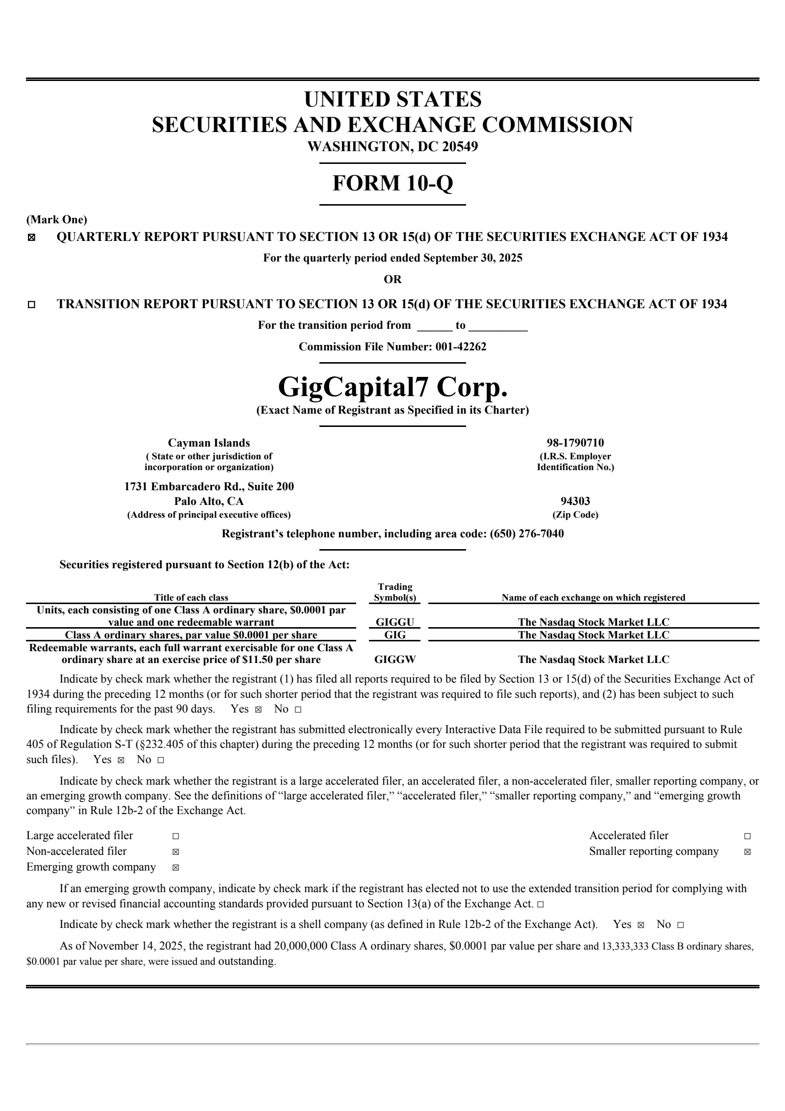 GigCapital7's Q3 2025 Quarterly Report