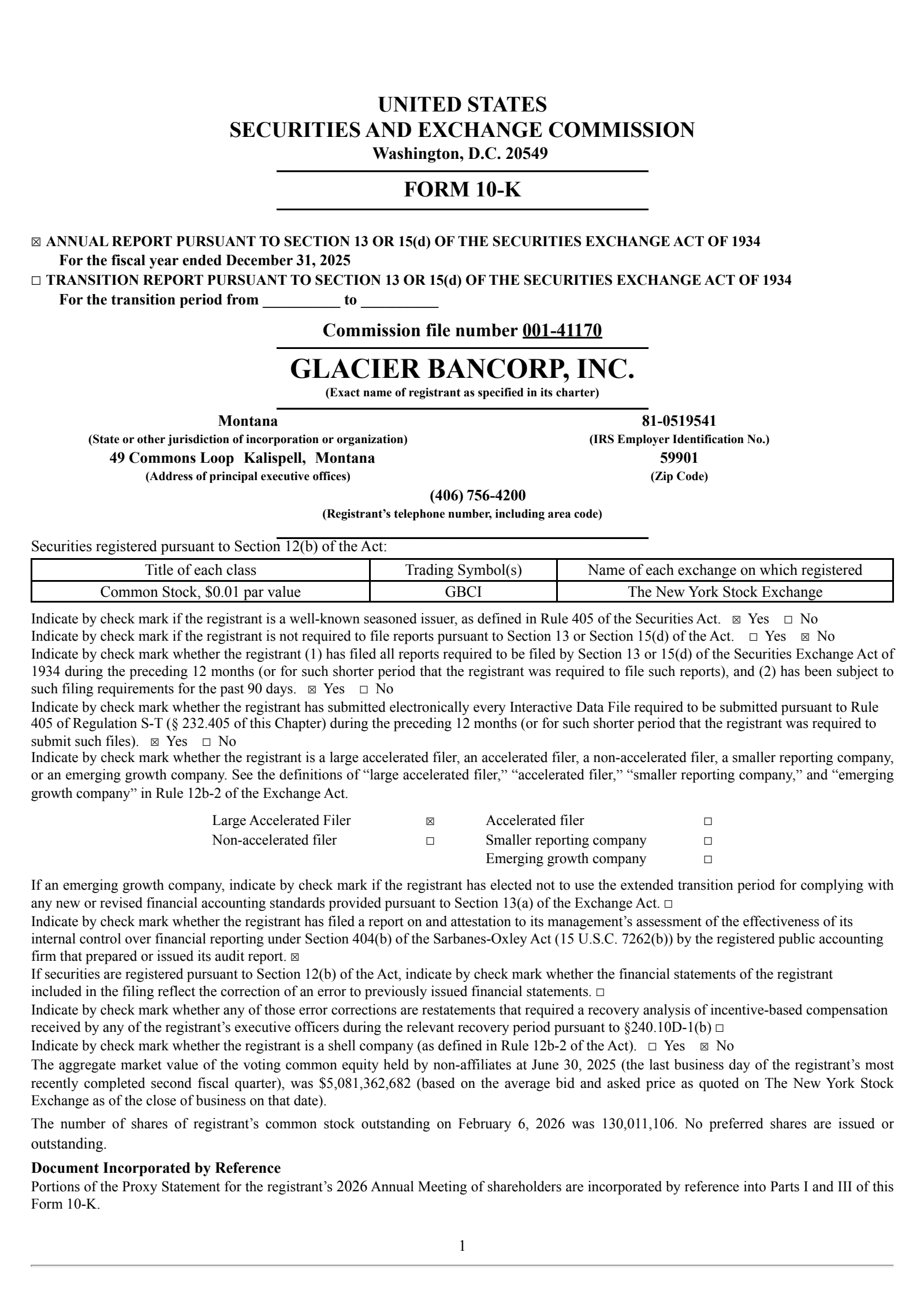 Glacier Bancorp's Q4 2025 Annual report
