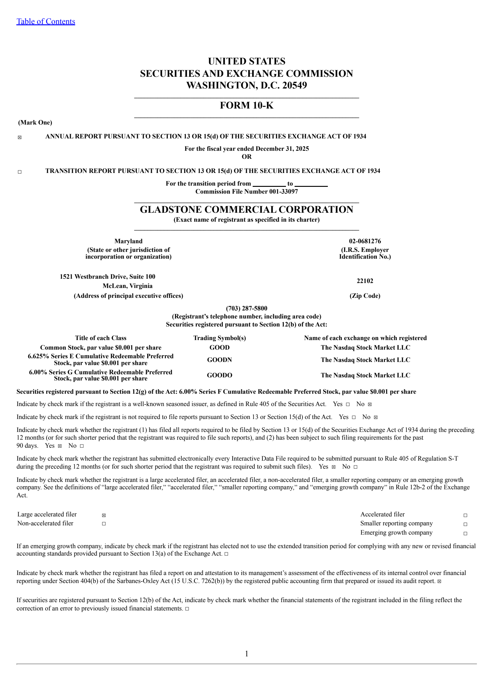 Gladstone Commercial's Q4 2025 Annual report