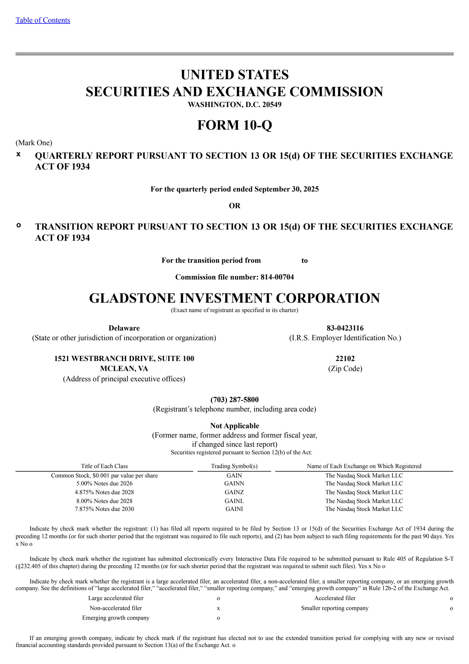 Gladstone Investment's Q2 2026 Quarterly Report