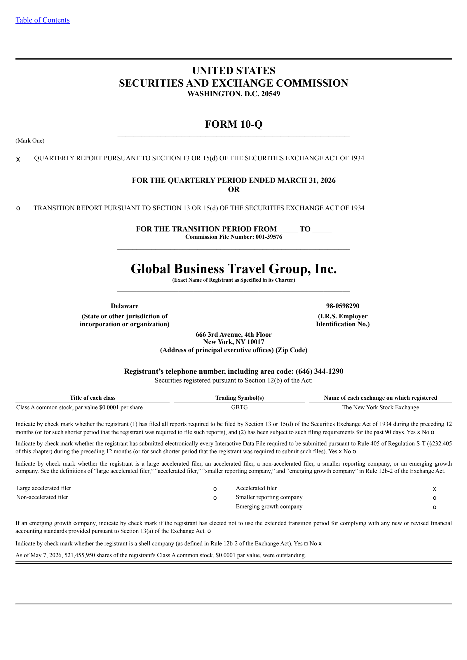 Global Business Travel Group's Q1 2026 Quarterly report