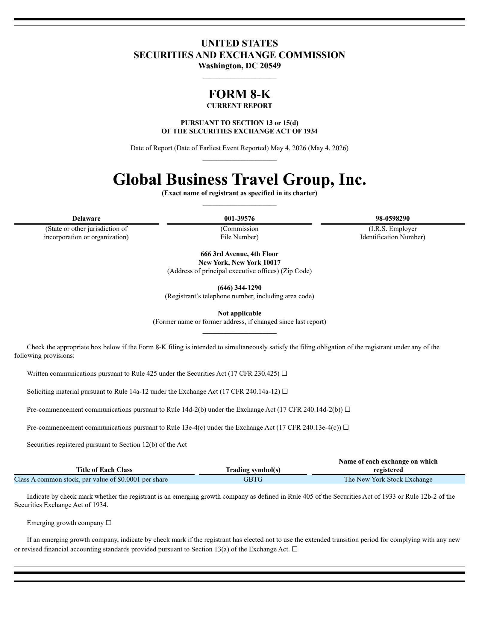 Global Business Travel Group's Q1 2026 Press Release