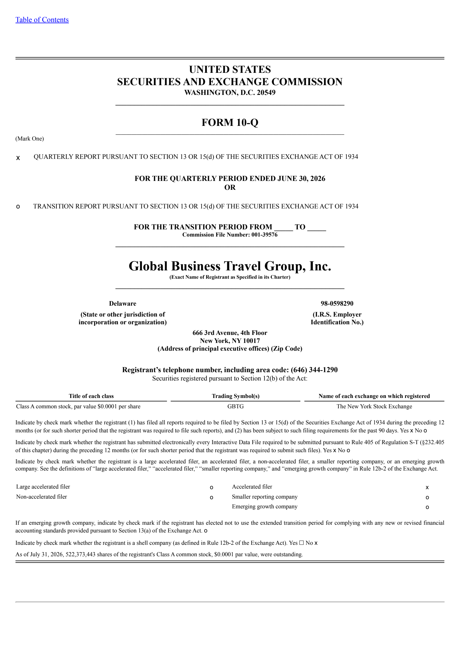 Global Business Travel Group's Q2 2026 Quarterly report