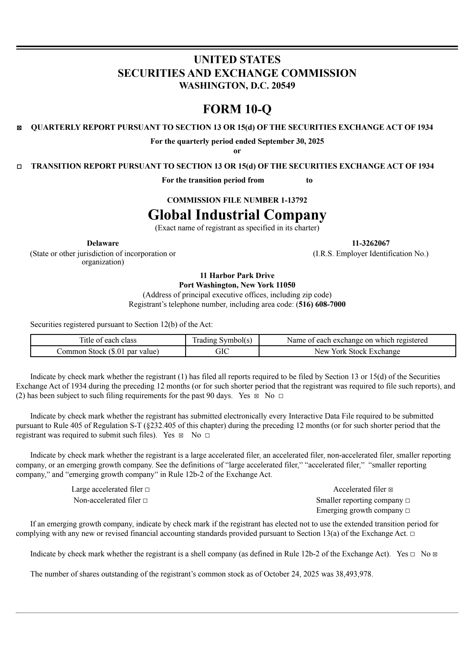 Global Industrial's Q3 2025 Quarterly Report