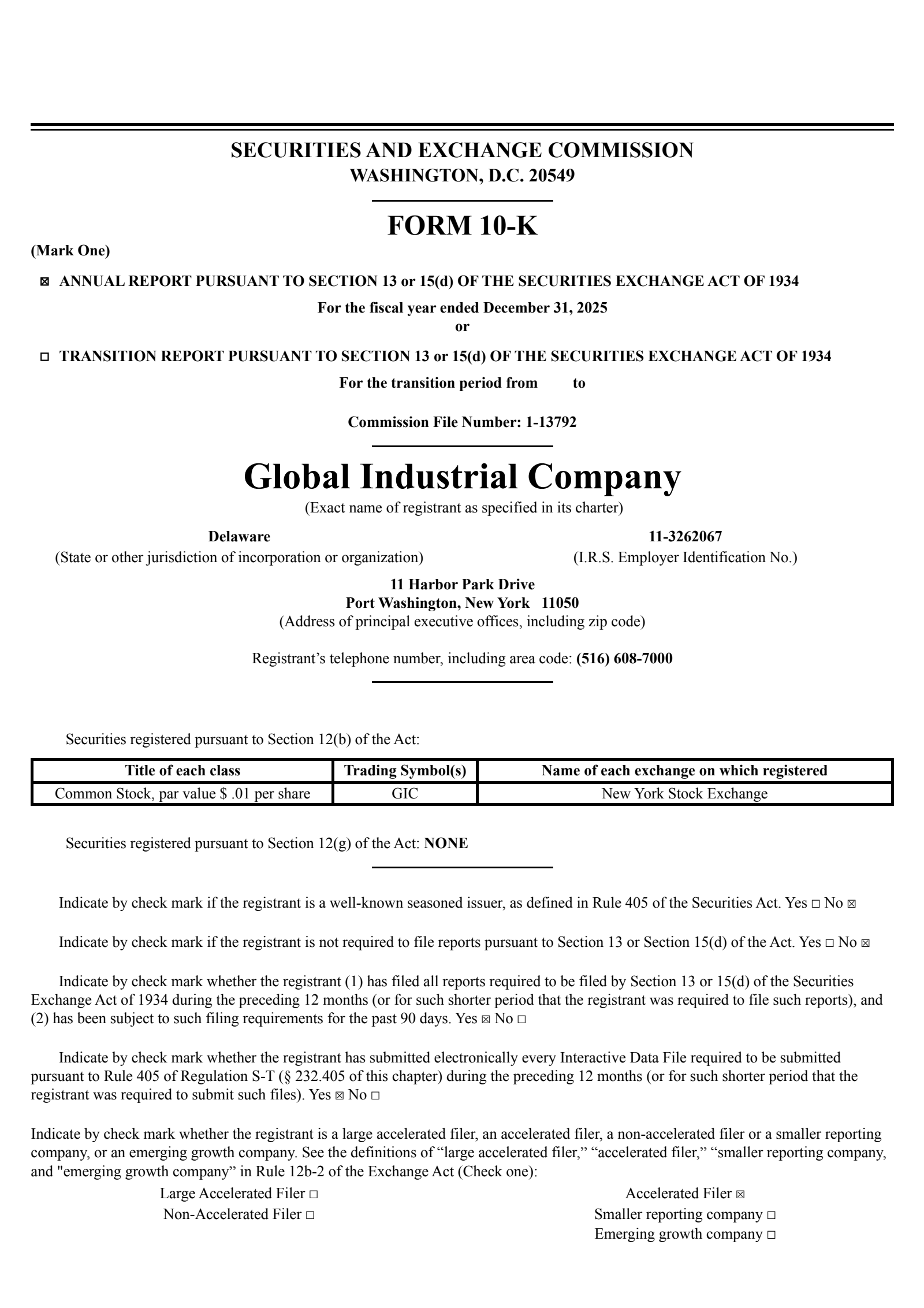 Global Industrial's Q4 2025 Annual report