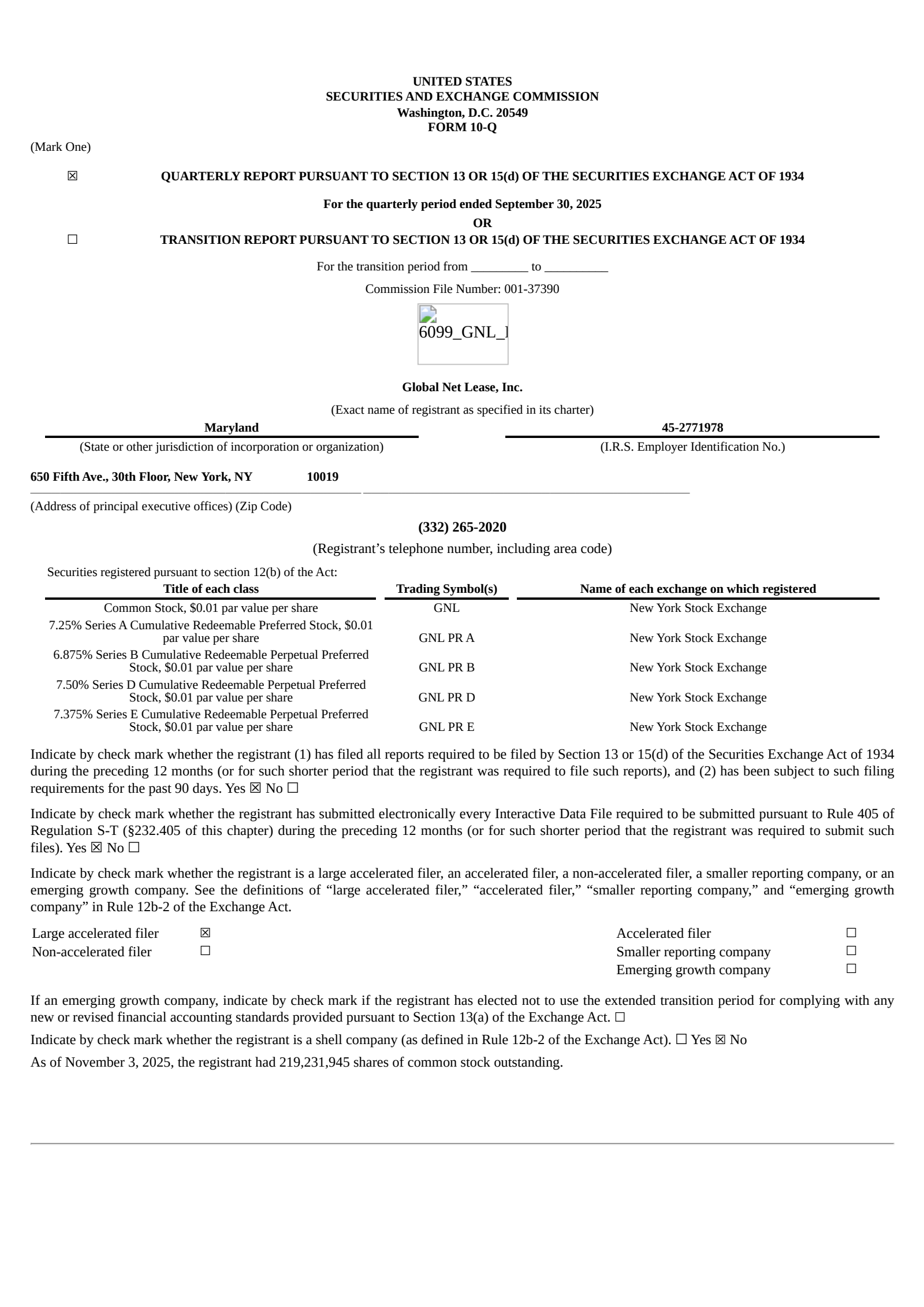 Global Net Lease's Q3 2025 Quarterly Report