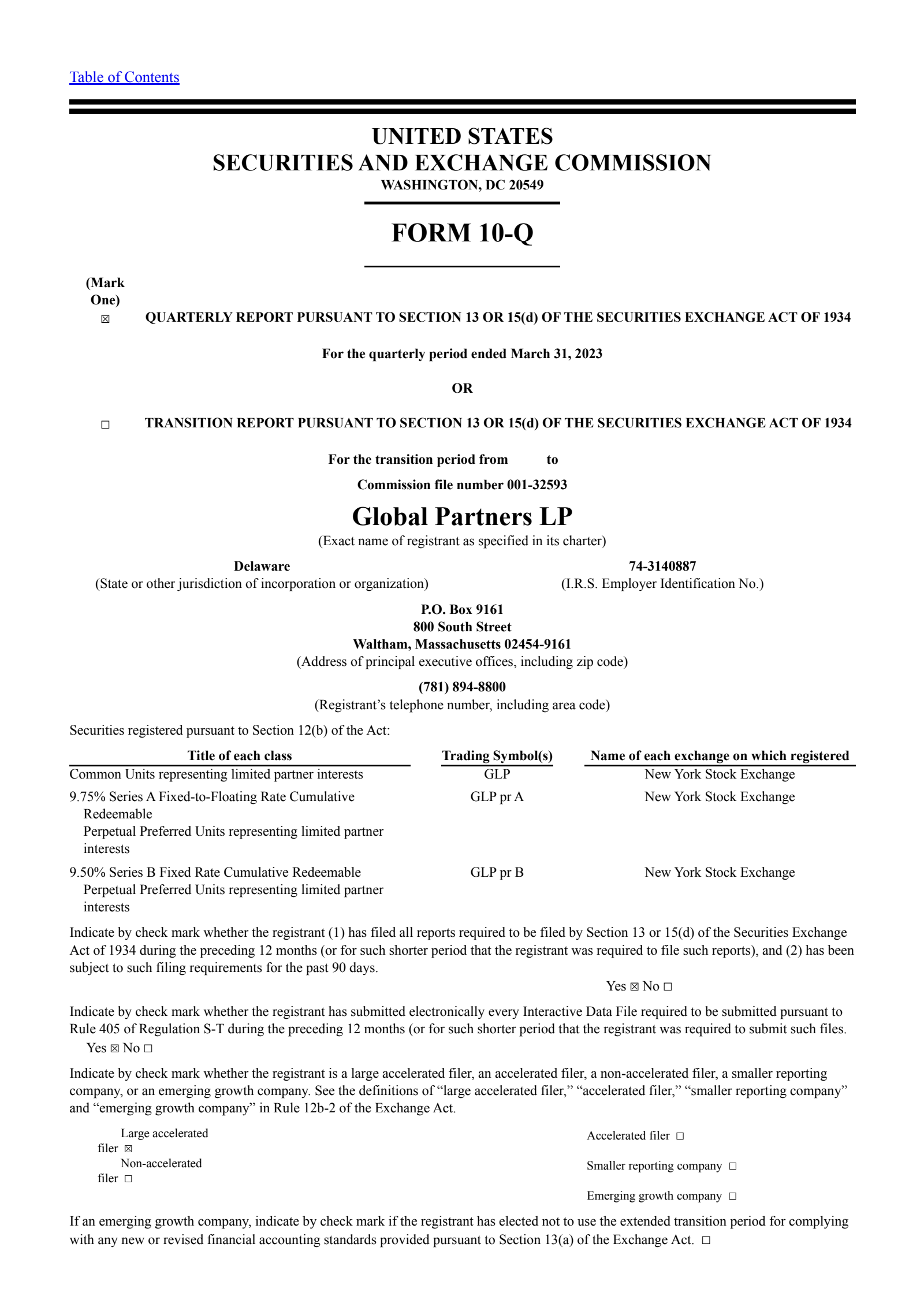 Global Partners' Q1 2023 Quarterly report