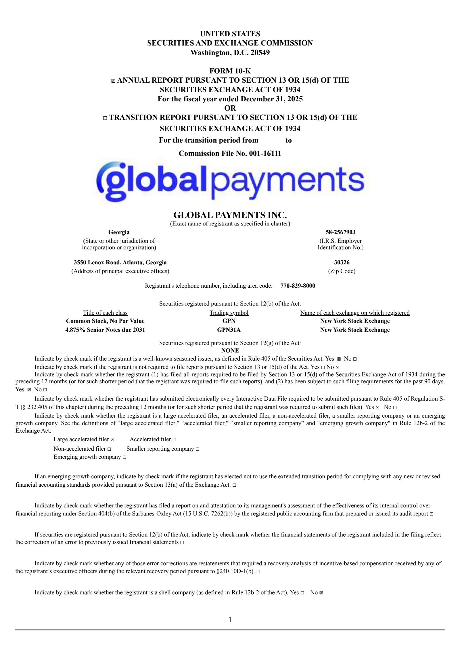 Global Payments' Q4 2025 Annual report
