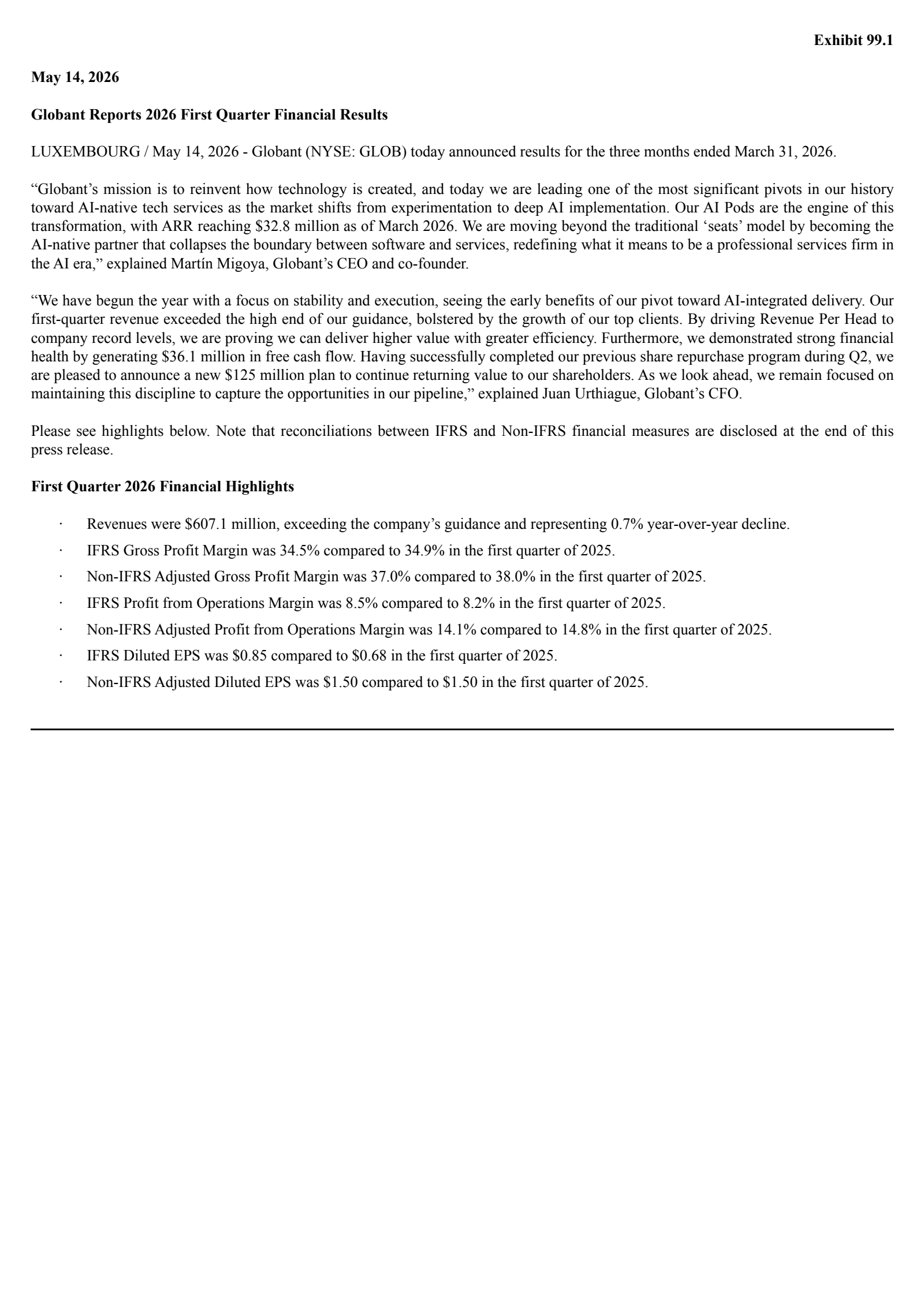 Globant's Q1 2026 Press Release