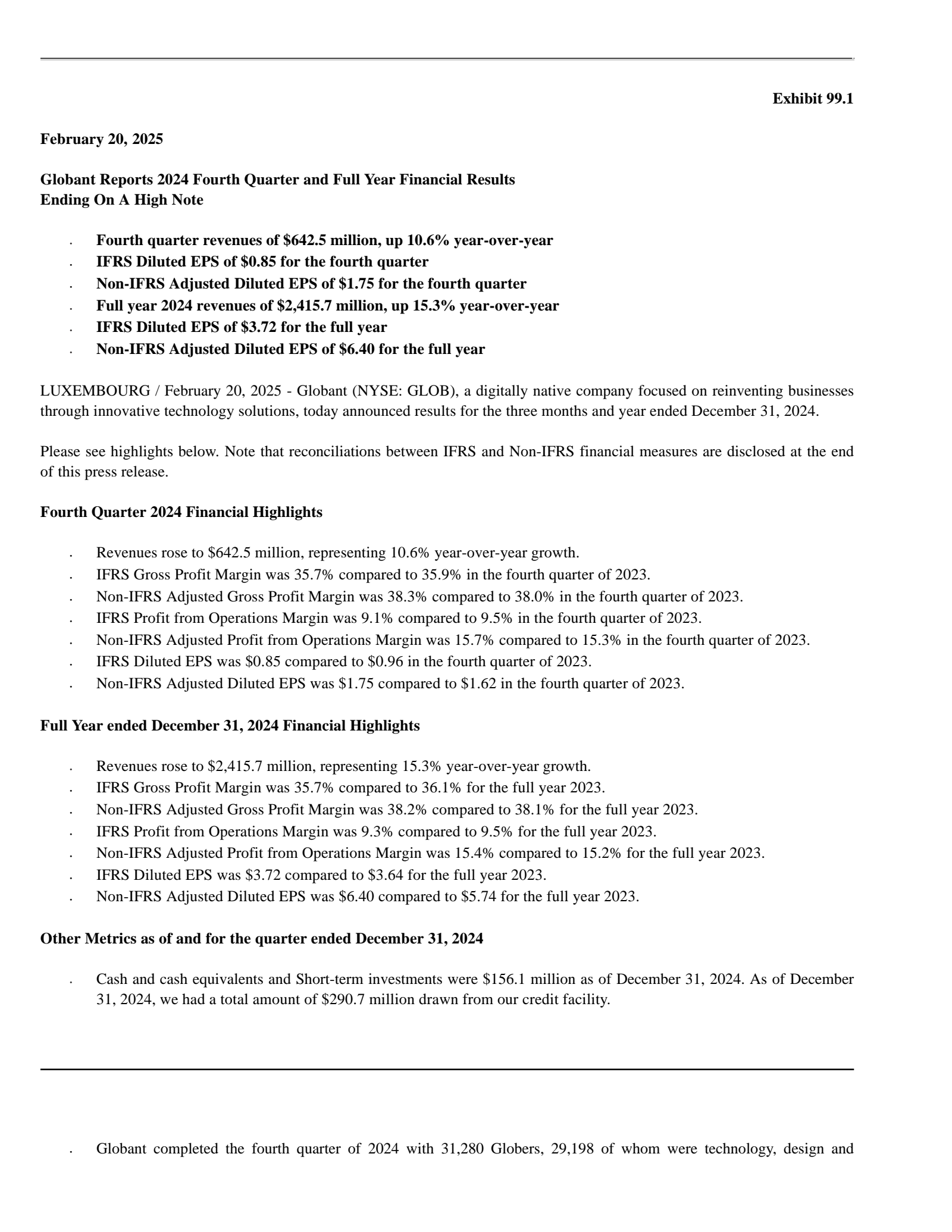 Globant's Q4 2024 Earnings Release