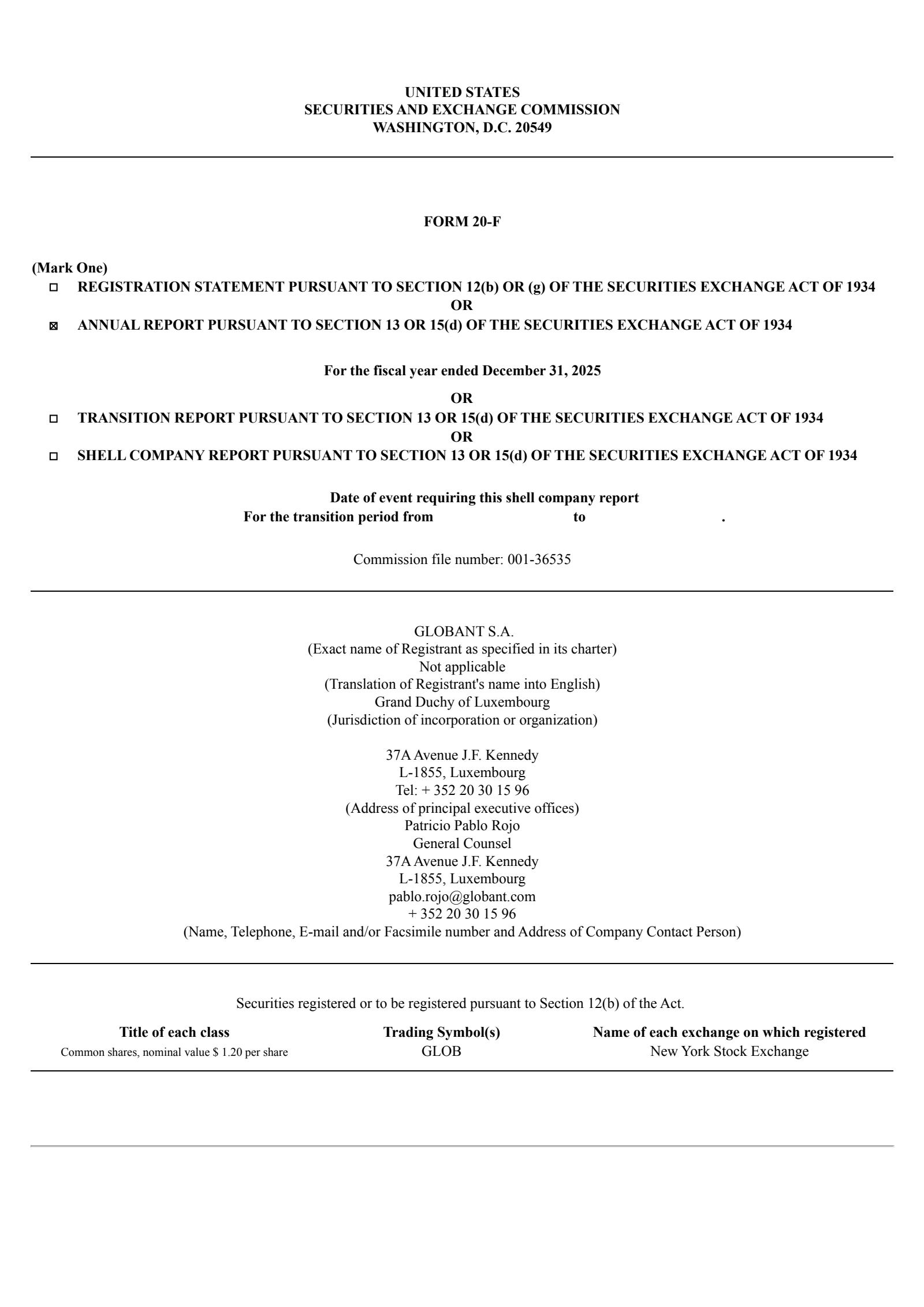 Globant's Q4 2025 Annual report