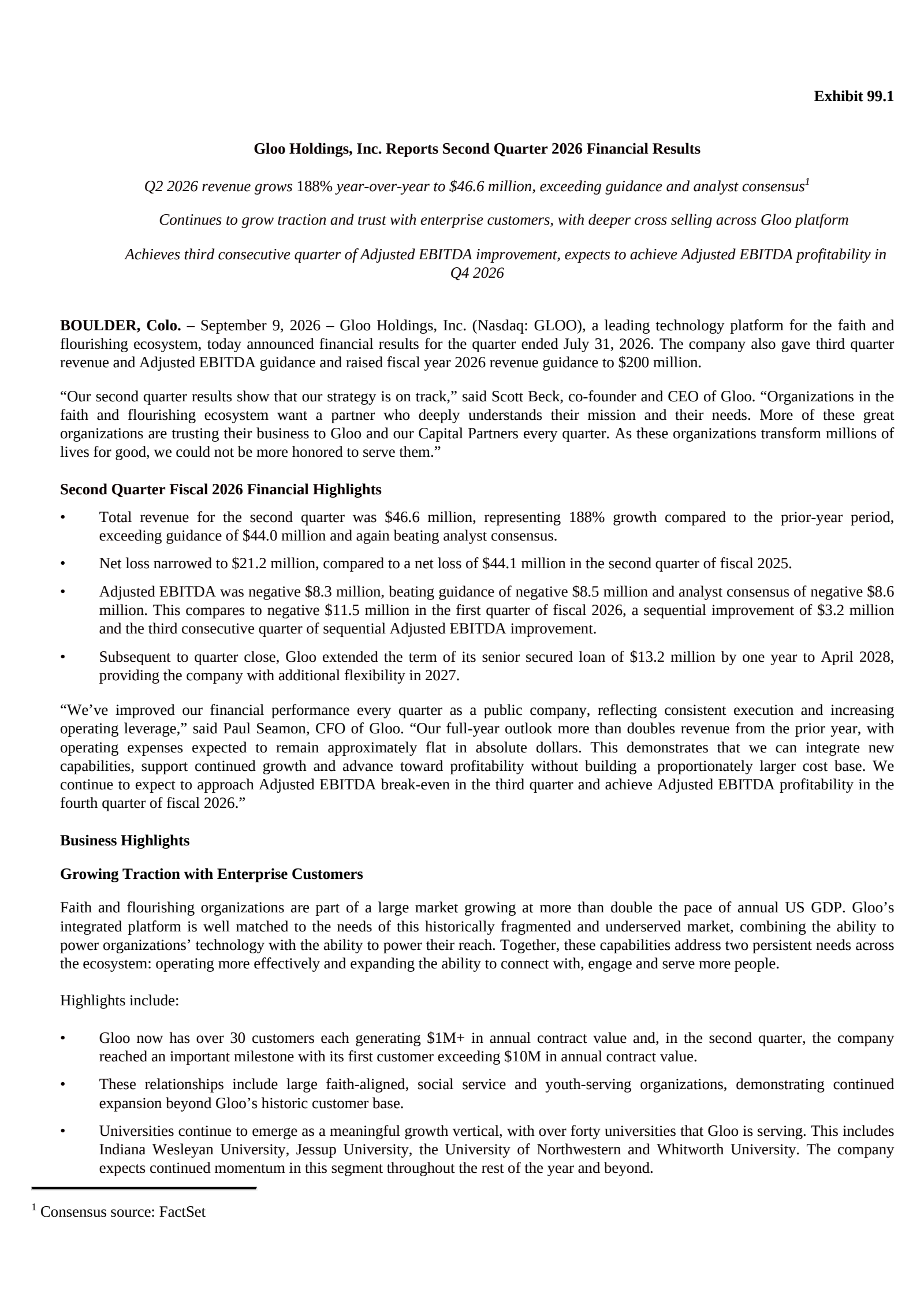 Gloo's Q2 2027 Press Release