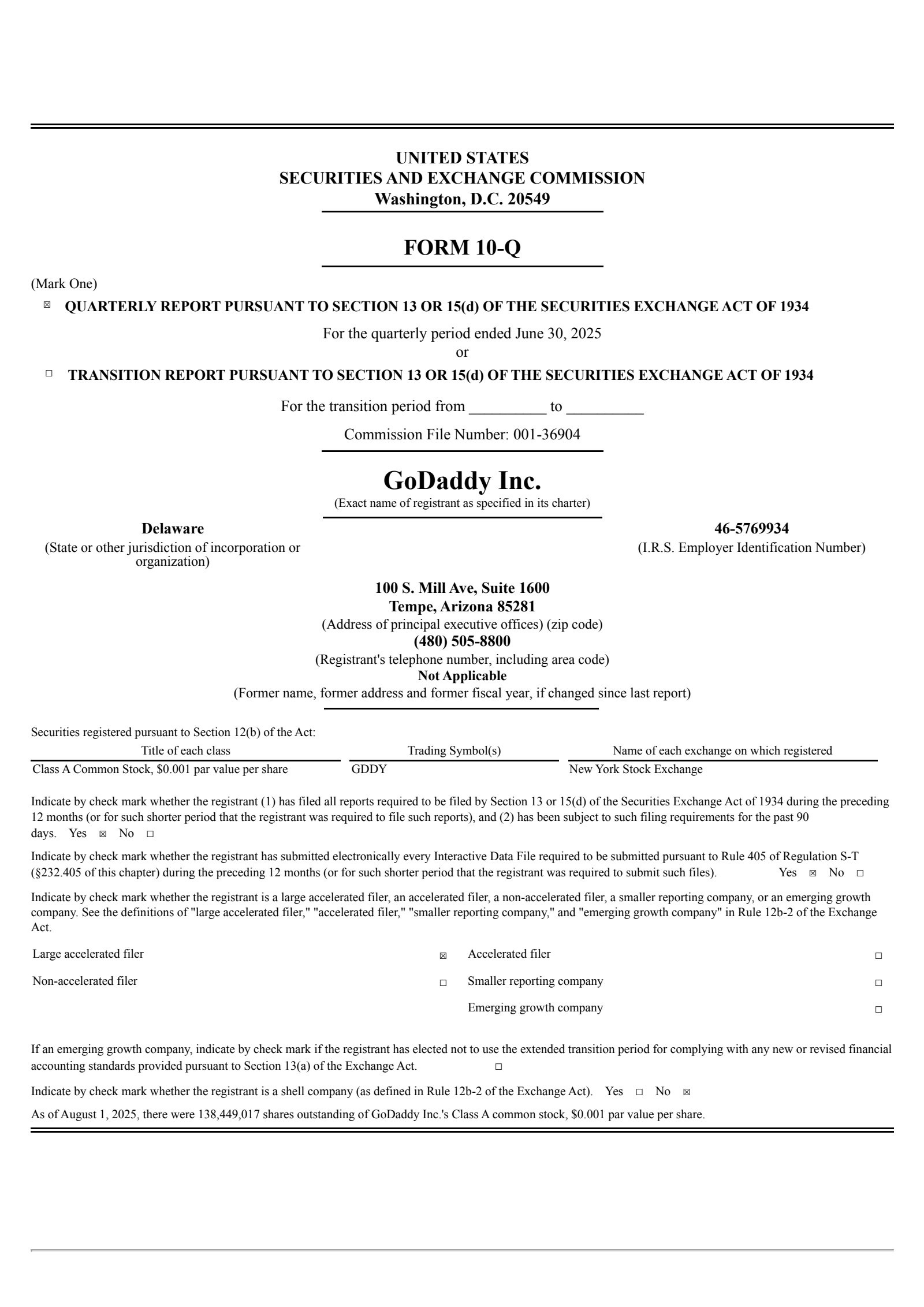 GoDaddy's Q2 2025 Quarterly report