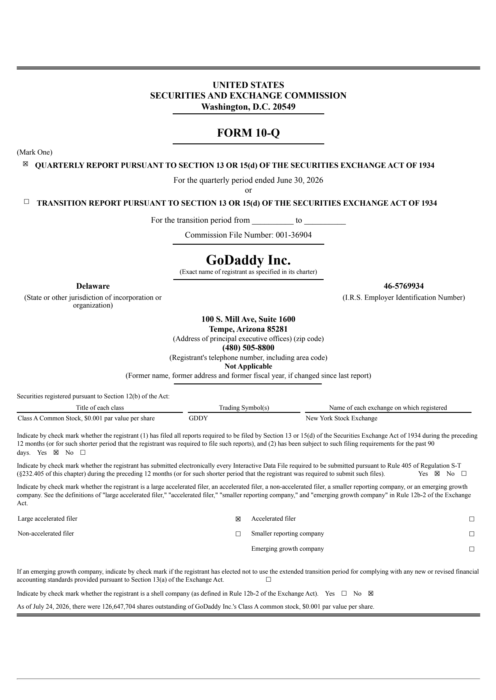 GoDaddy's Q2 2026 Quarterly report