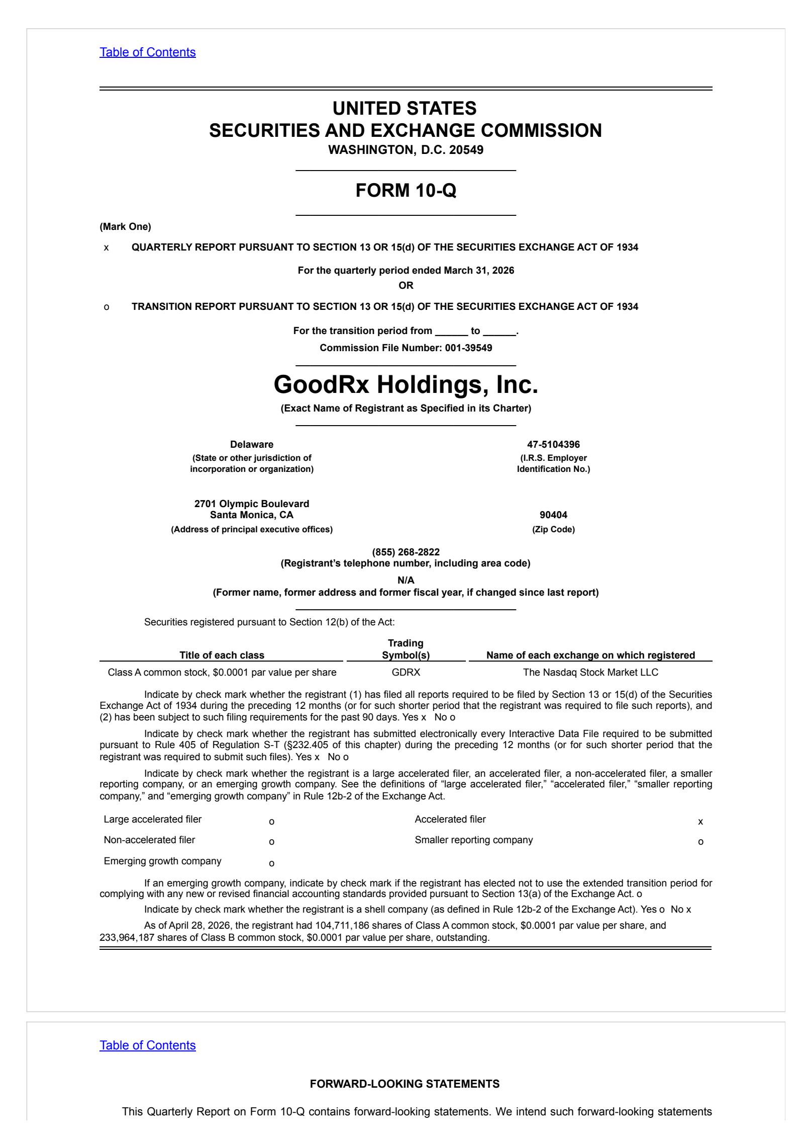 GoodRx's Q1 2026 Quarterly report