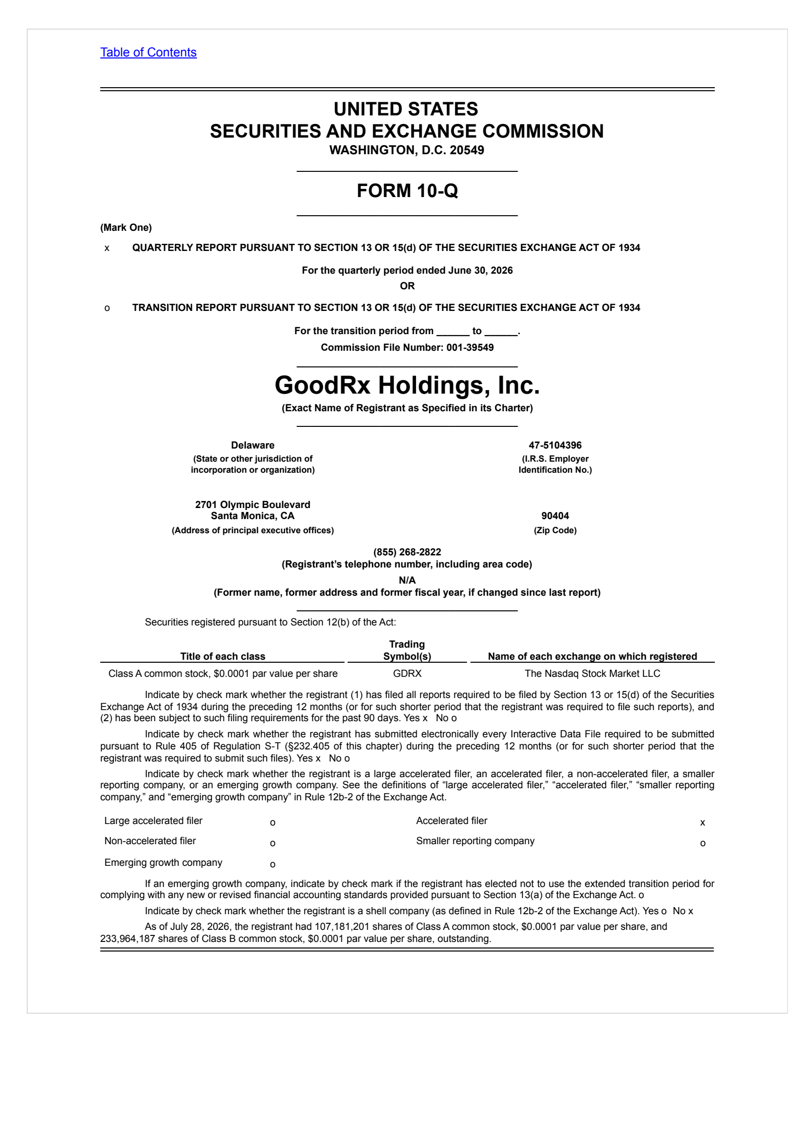 GoodRx's Q2 2026 Quarterly report