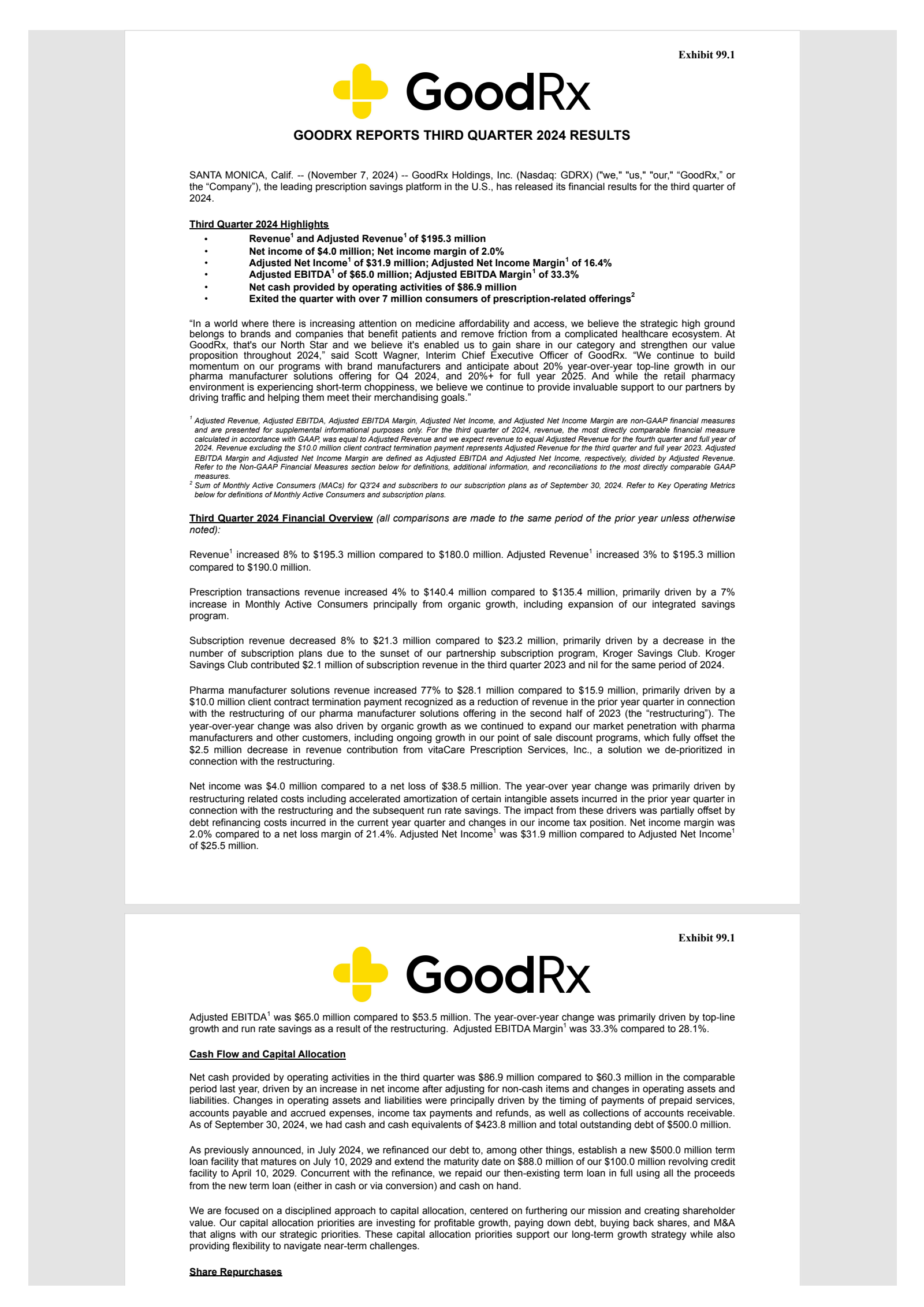 GoodRx's Q3 2024 Press Release