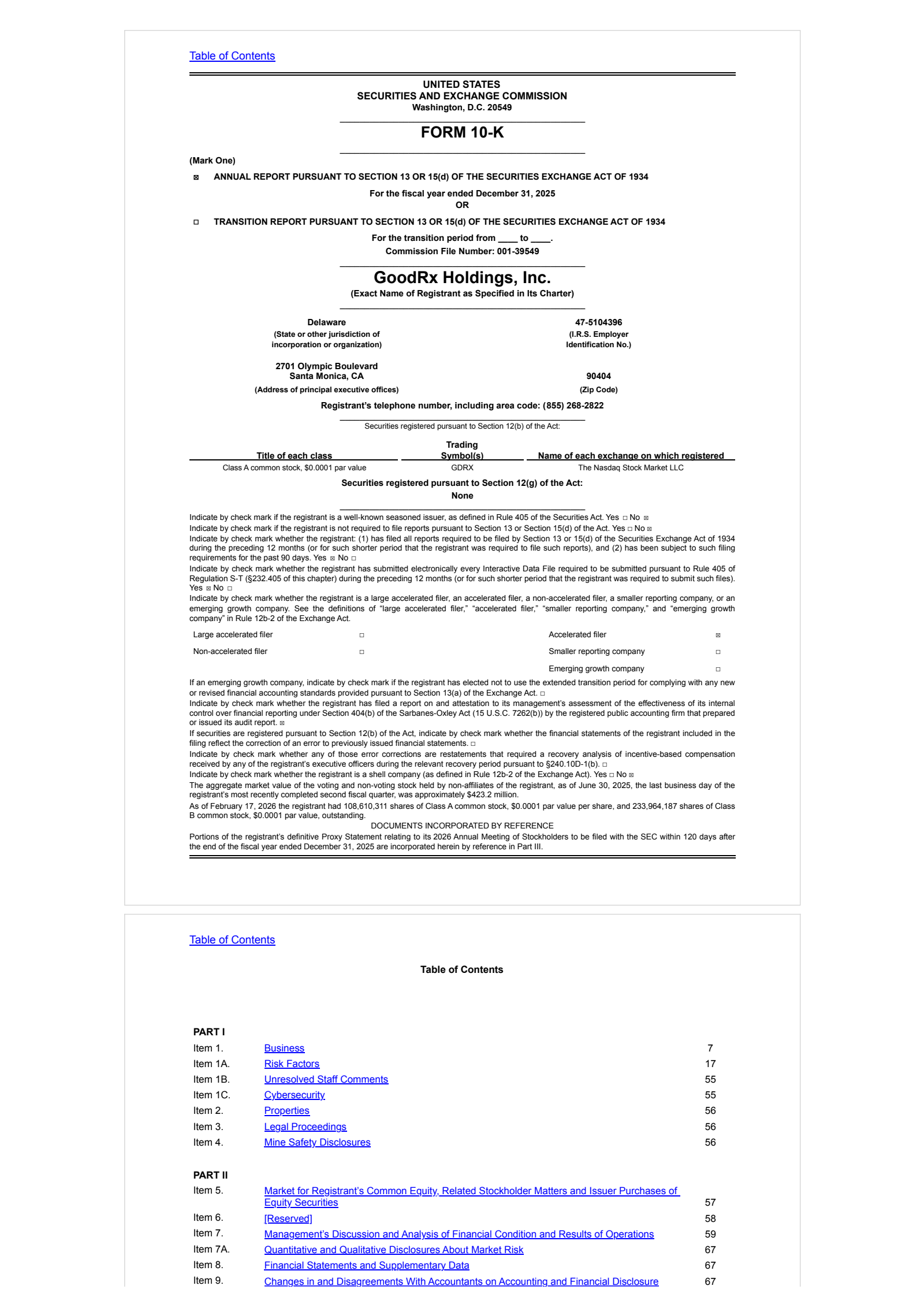 GoodRx's Q4 2025 Annual report