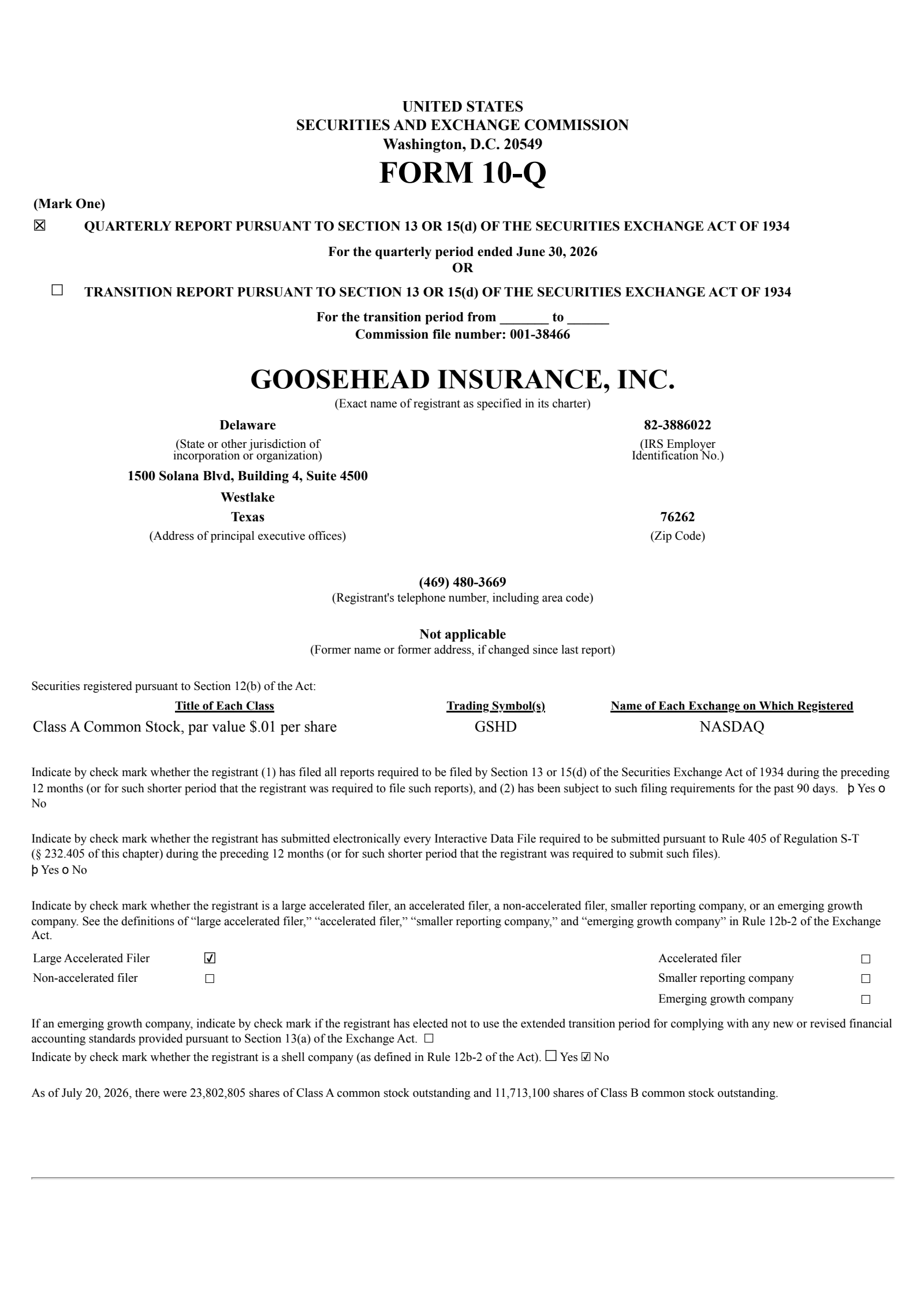 Goosehead Insurance's Q2 2026 Quarterly report