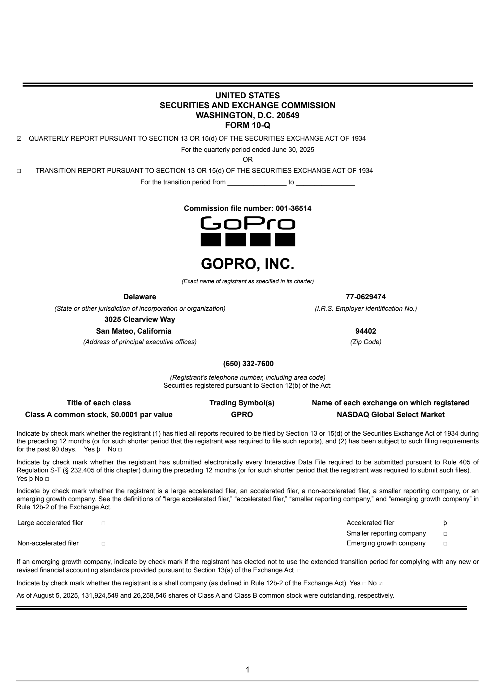 GoPro's Q2 2025 Quarterly report