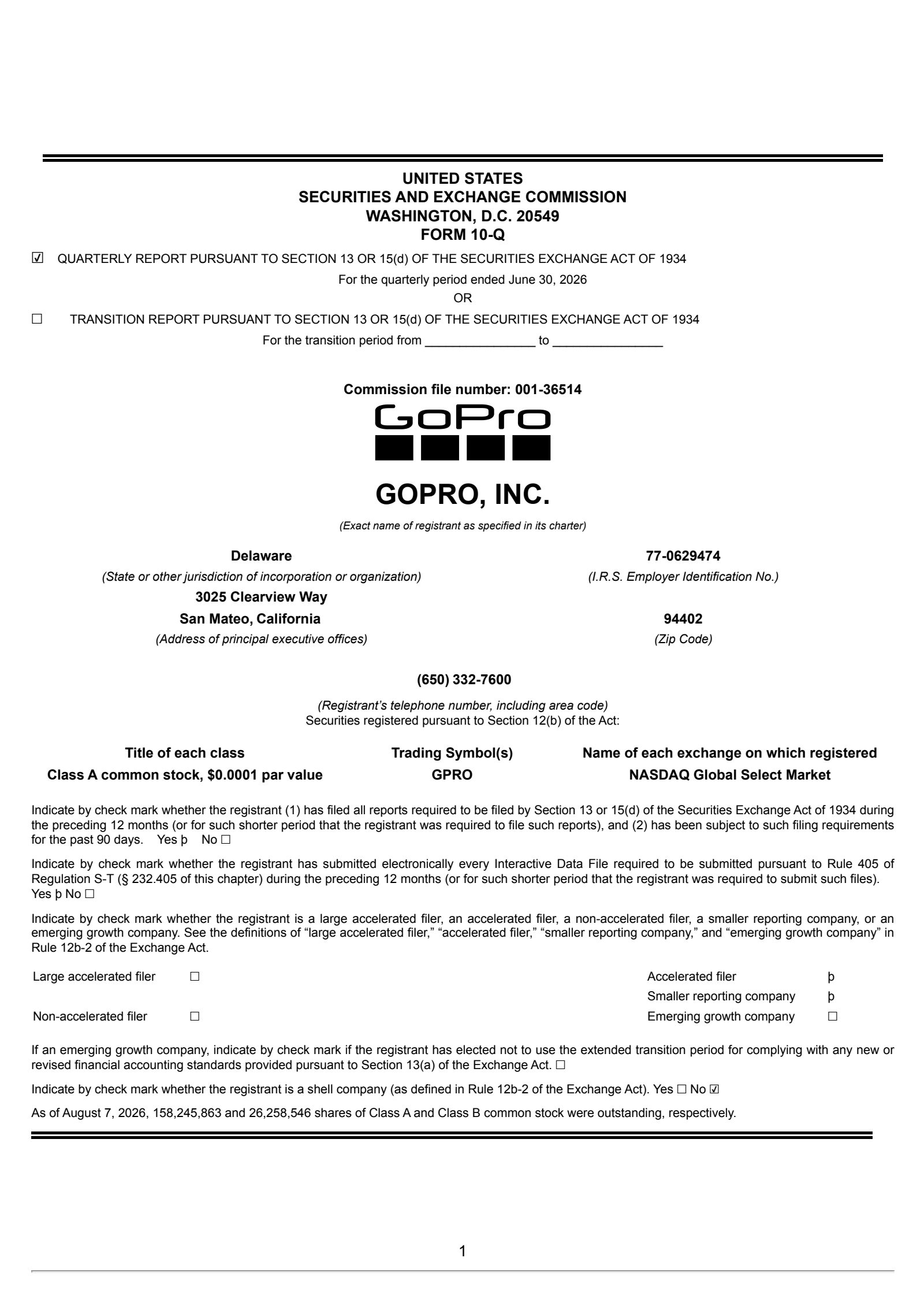 GoPro's Q2 2026 Quarterly report