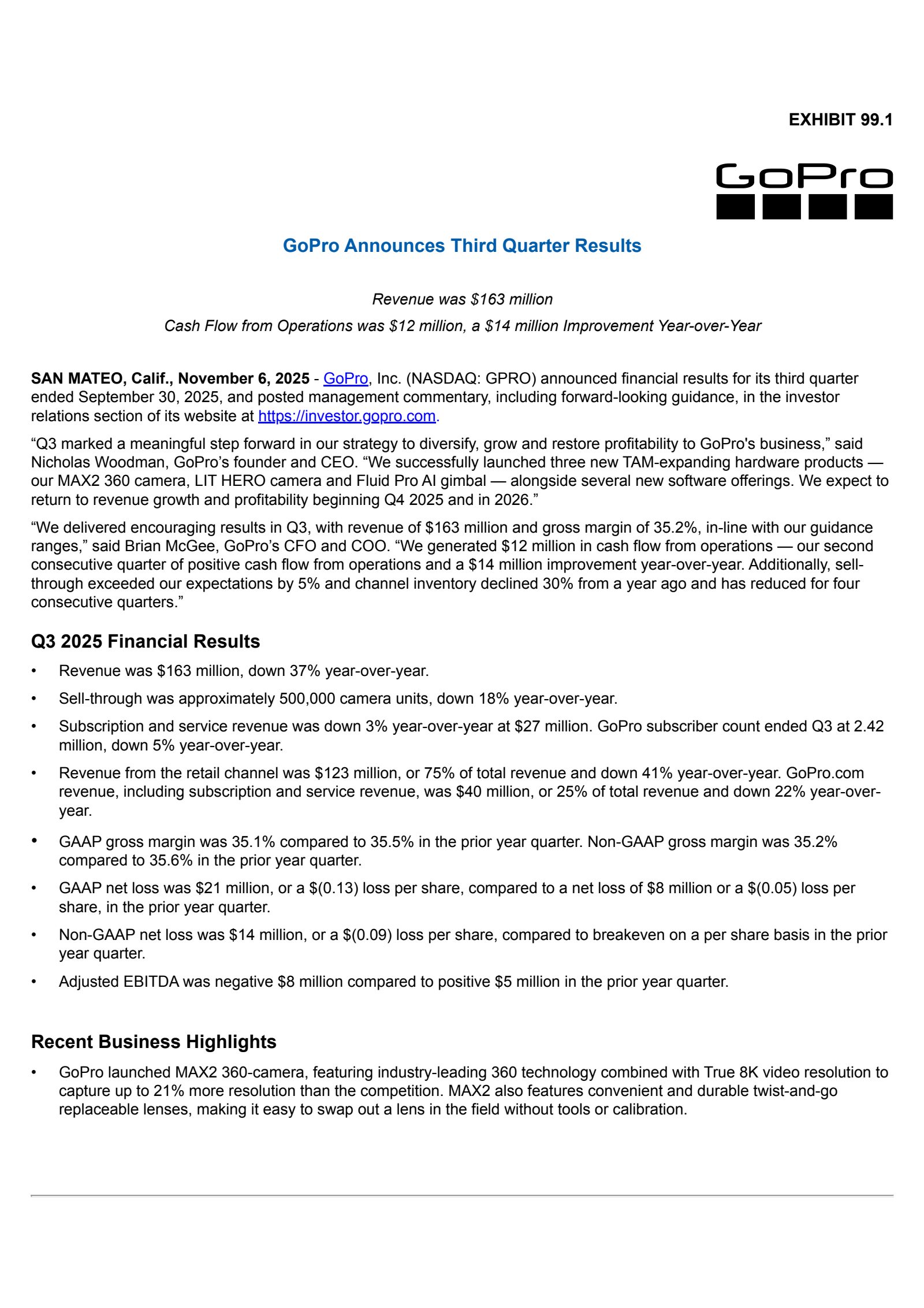 GoPro's Q3 2025 Earnings Release