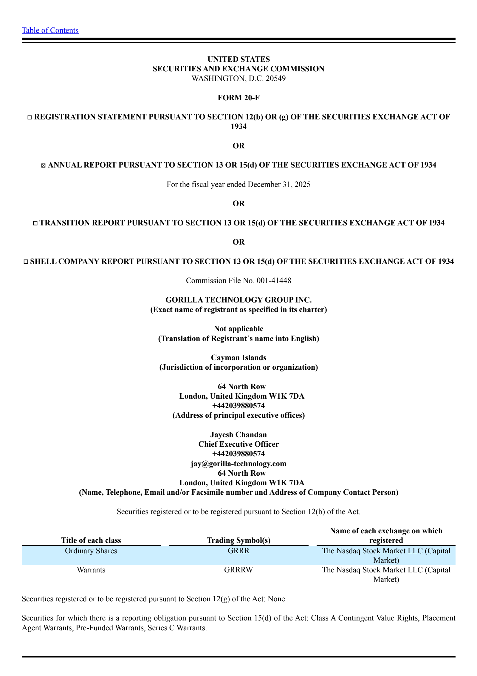 Gorilla Technology Group's H2 2025 Annual report
