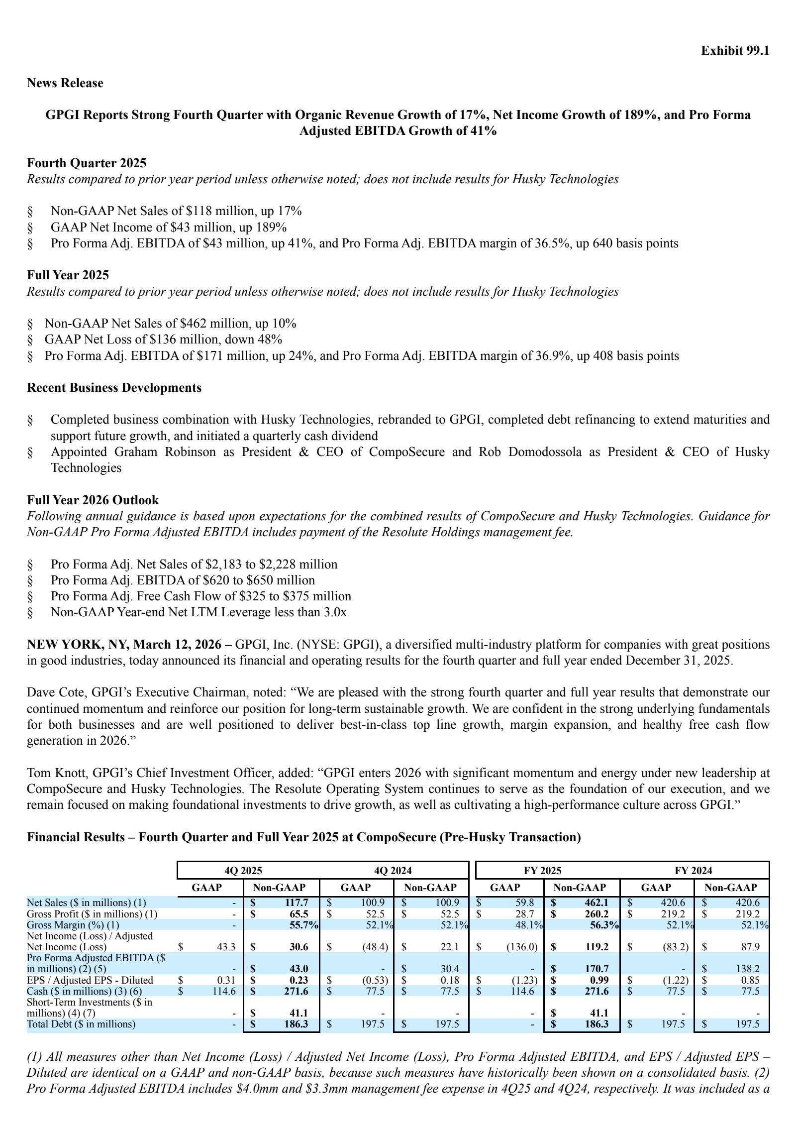 CompoSecure's Q4 2025 Press Release