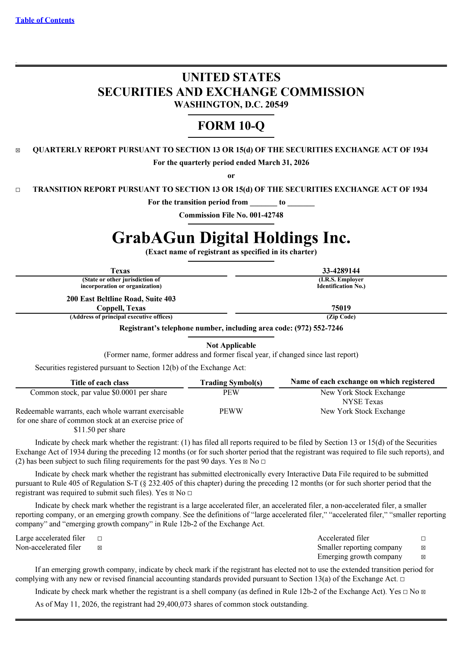 Grabagun Digital's Q1 2026 Quarterly report