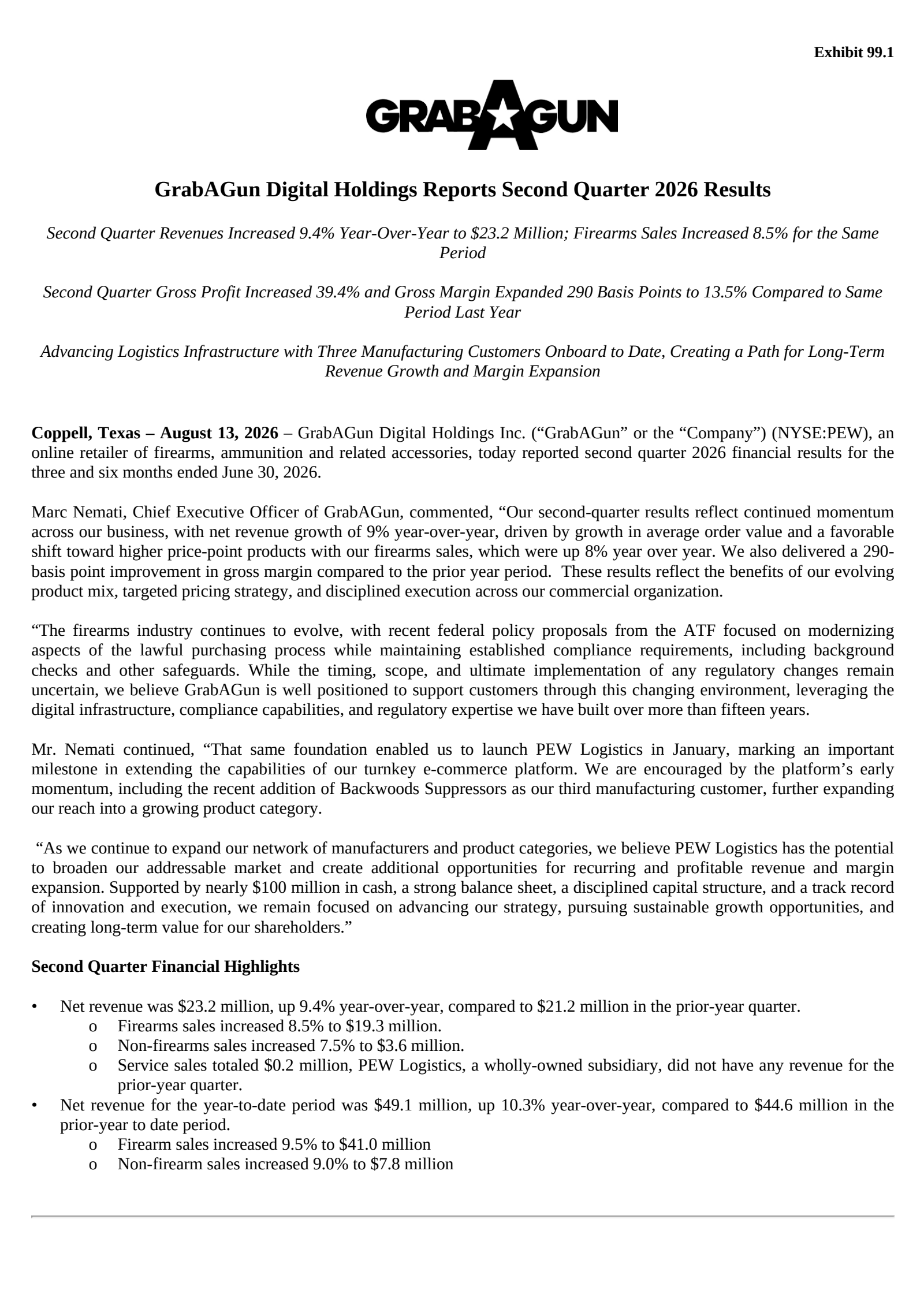 Grabagun Digital's Q2 2026 Press Release