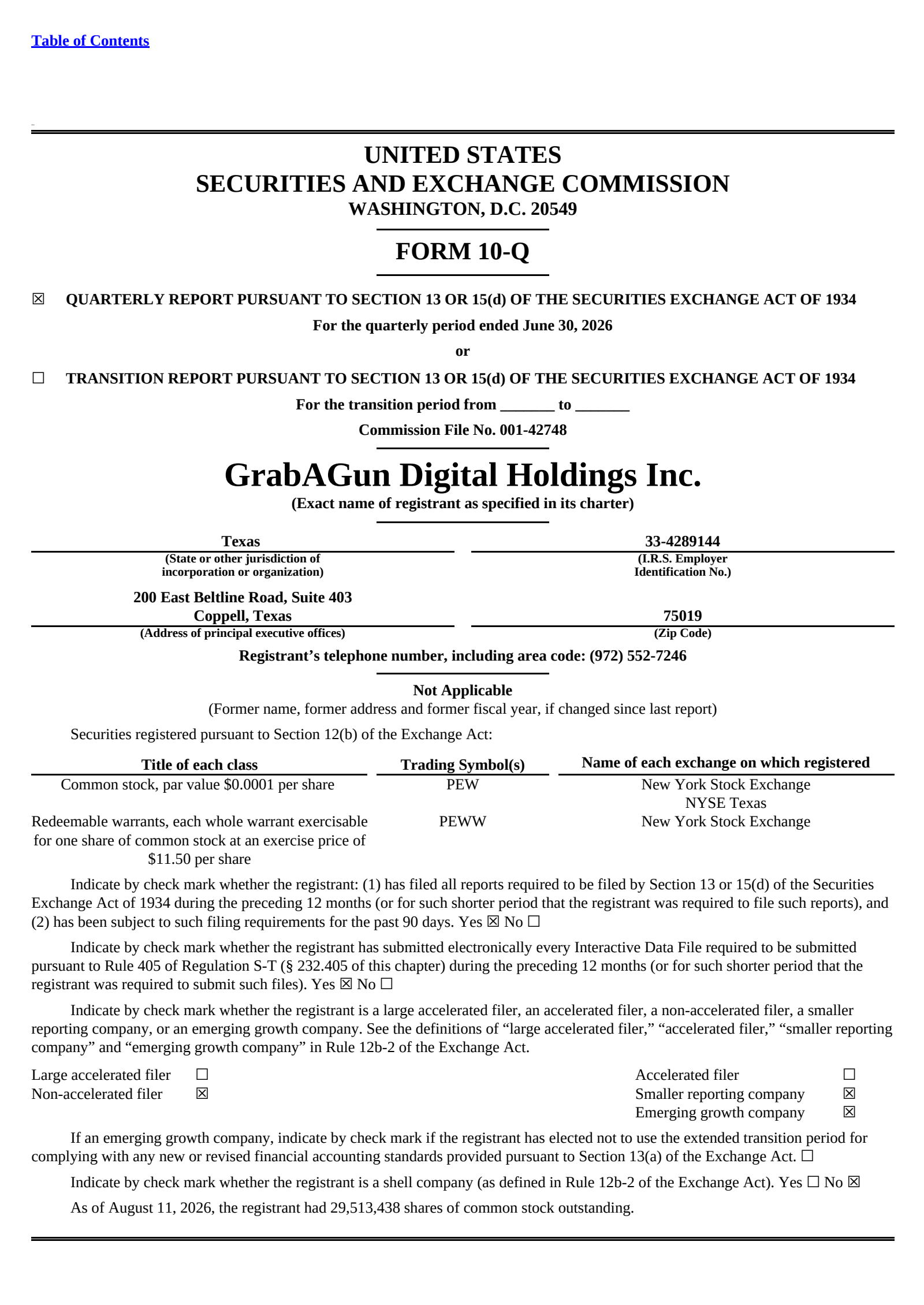 Grabagun Digital's Q2 2026 Quarterly report