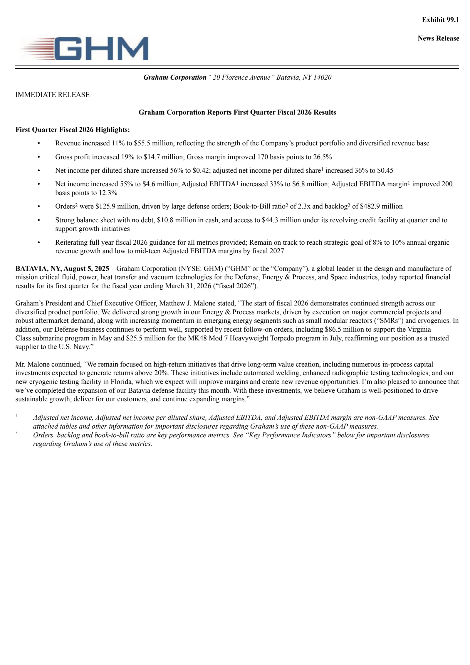 Graham's Q1 2026 Press Release