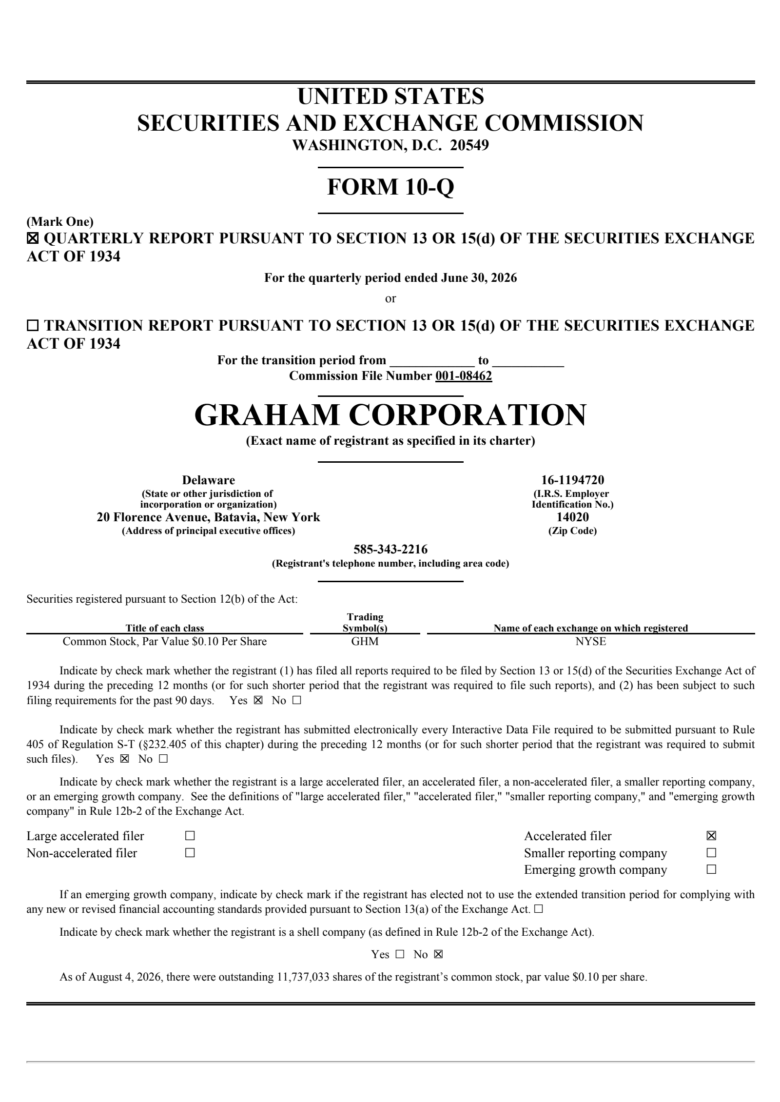 Graham's Q1 2027 Quarterly report