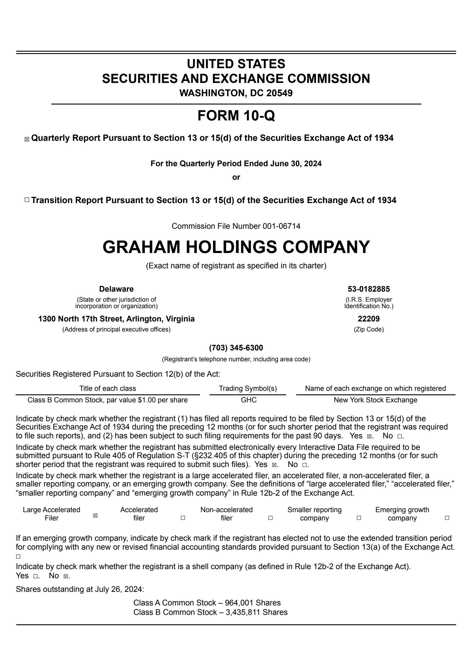 Graham's Q2 2024 Quarterly report