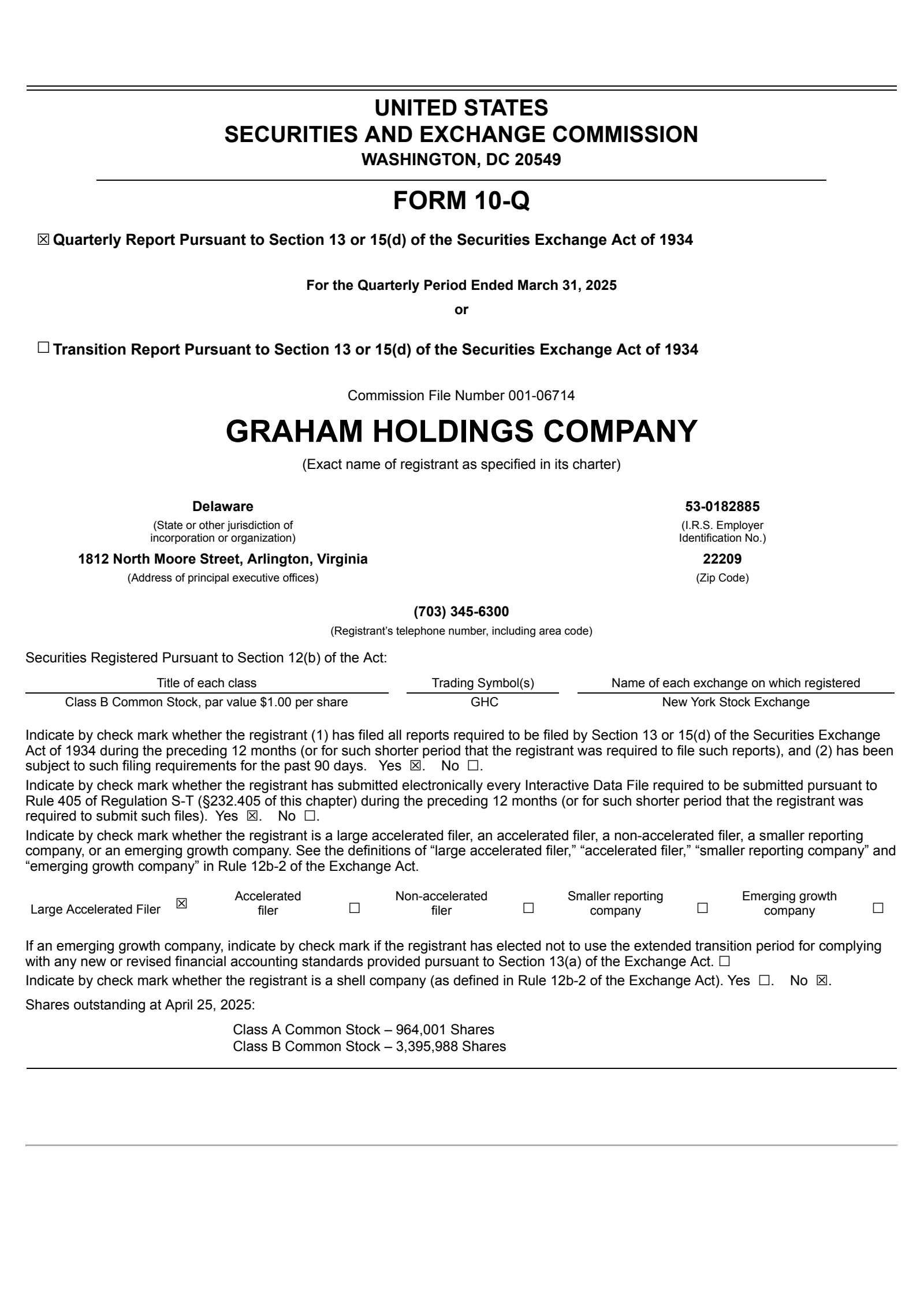 Graham's Q1 2025 Quarterly Report