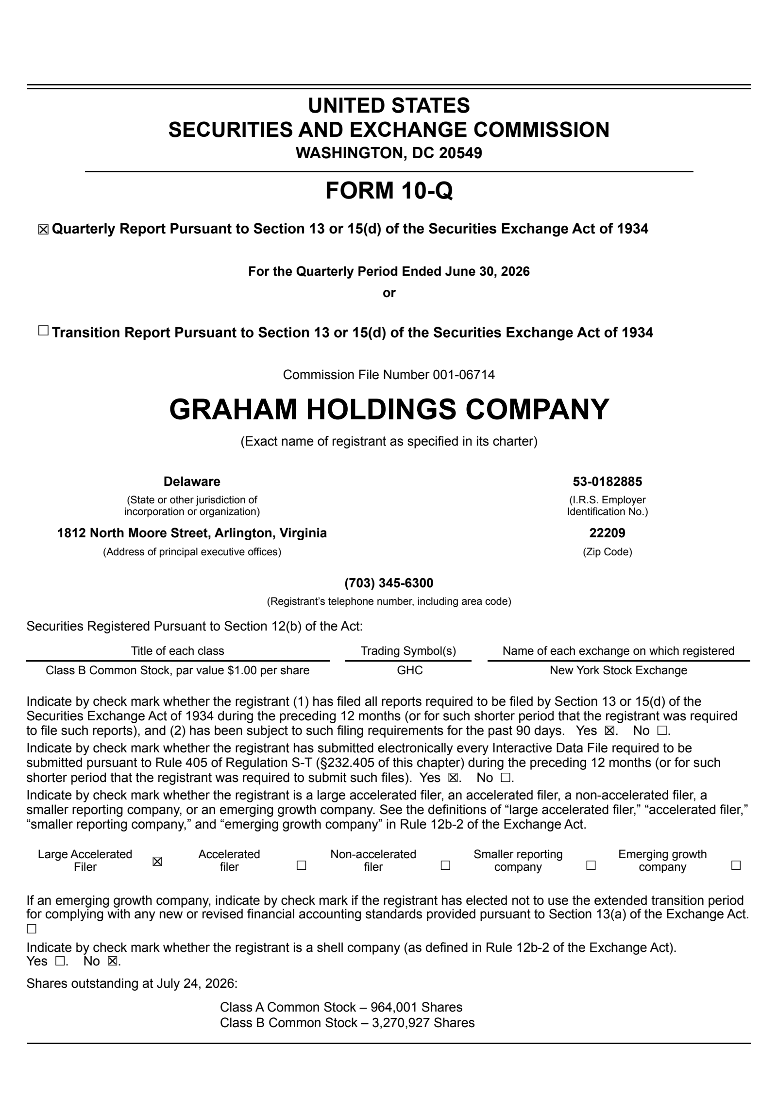 Graham's Q2 2026 Quarterly report