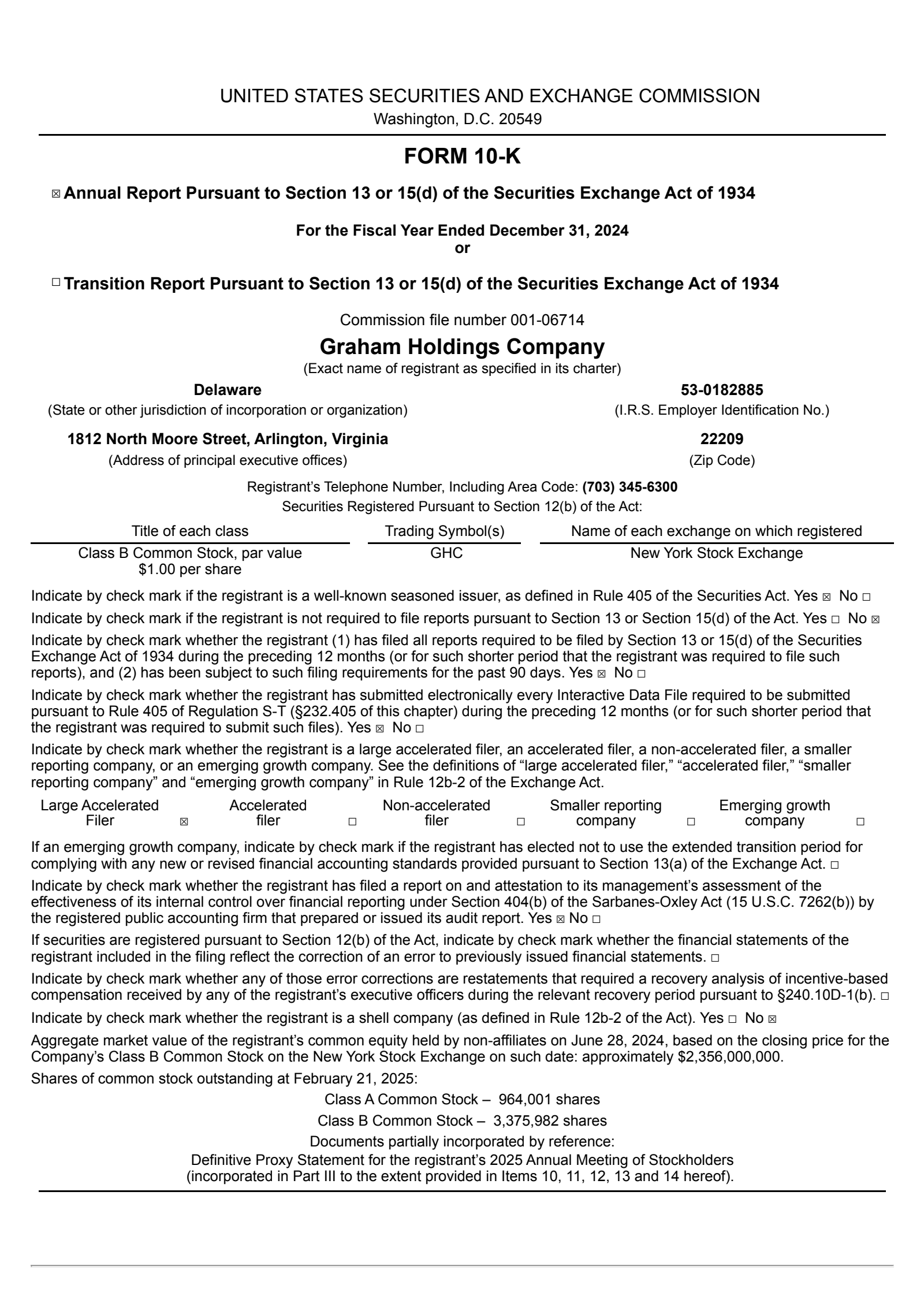 Graham's Q4 2024 Annual report