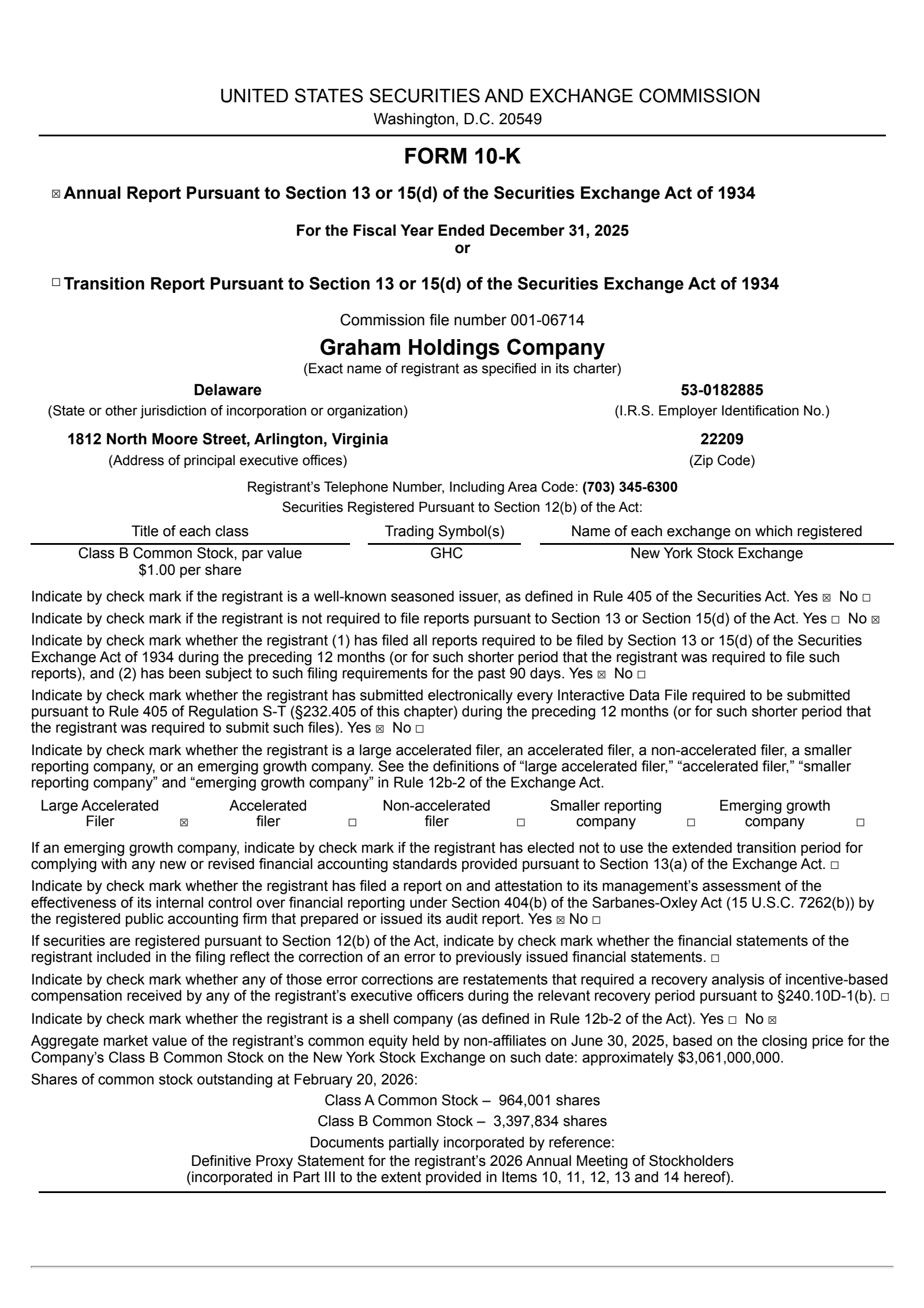 Graham's Q4 2025 Annual report