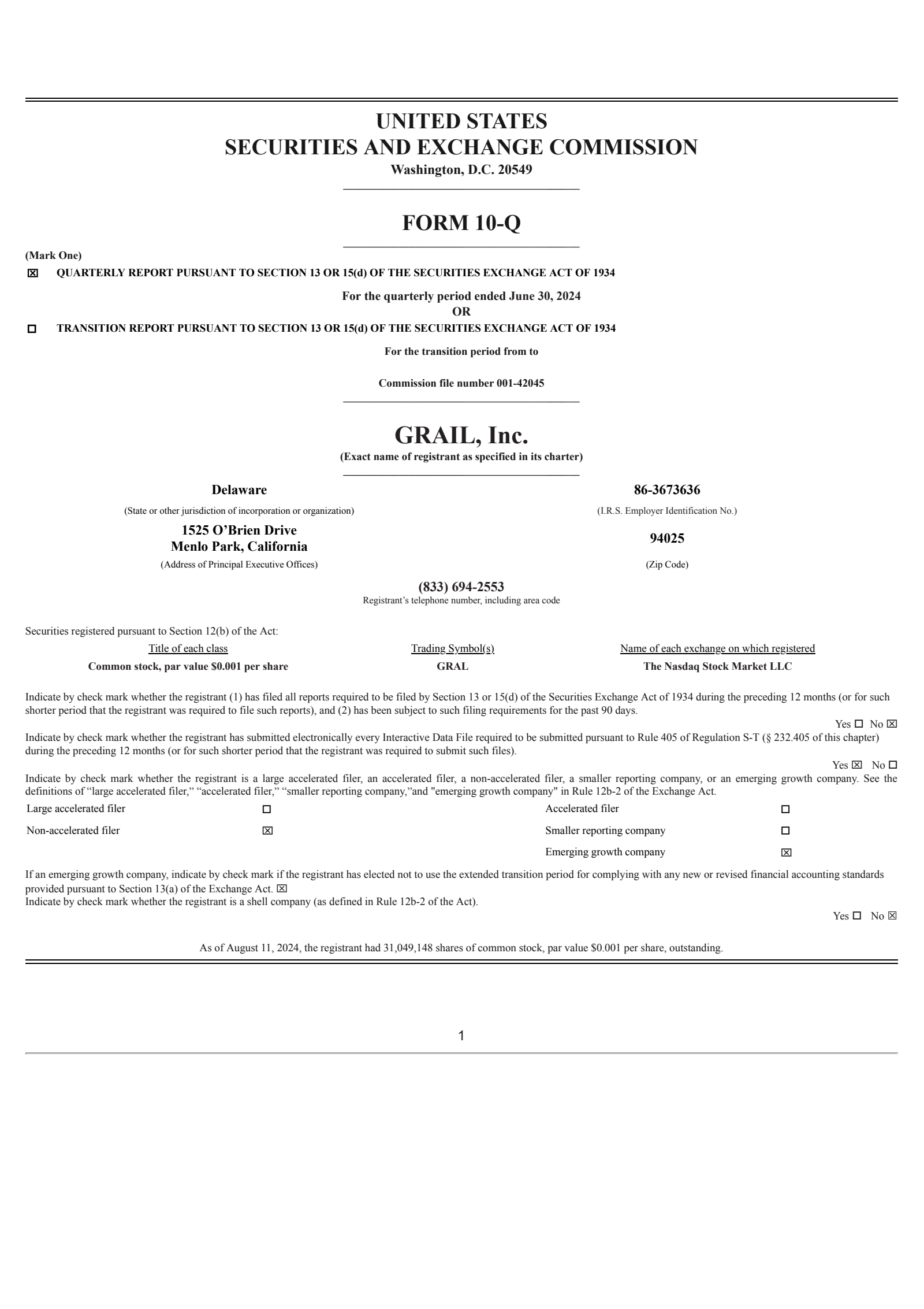 GRAIL's Q2 2024 Quarterly Report